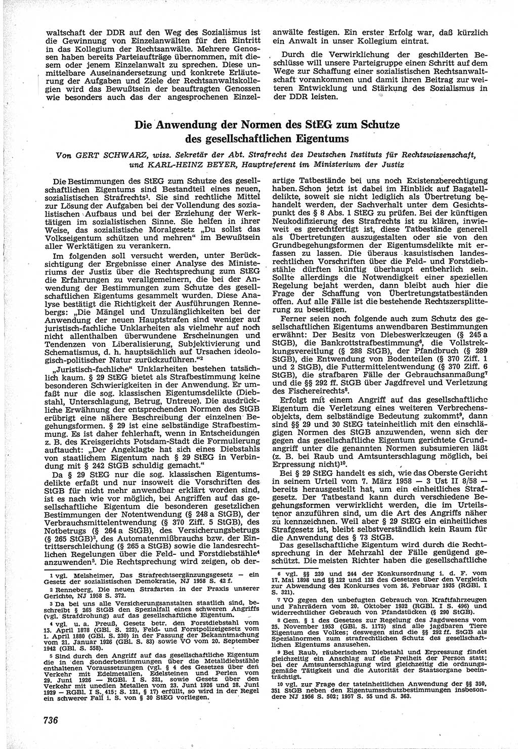 Neue Justiz (NJ), Zeitschrift für Recht und Rechtswissenschaft [Deutsche Demokratische Republik (DDR)], 12. Jahrgang 1958, Seite 736 (NJ DDR 1958, S. 736)