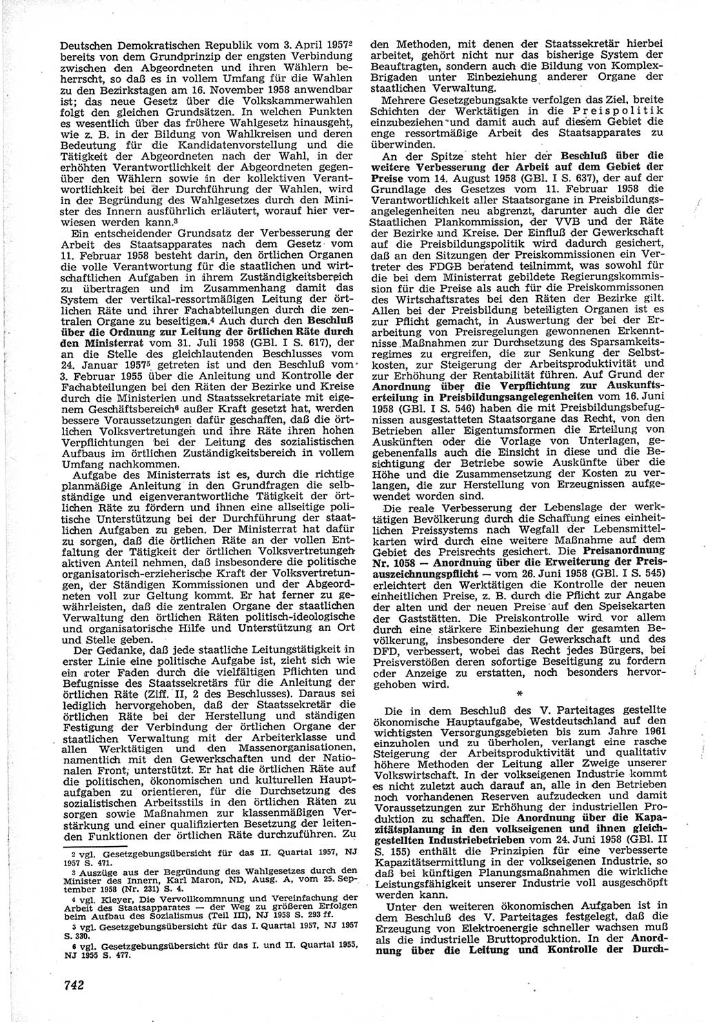 Neue Justiz (NJ), Zeitschrift für Recht und Rechtswissenschaft [Deutsche Demokratische Republik (DDR)], 12. Jahrgang 1958, Seite 742 (NJ DDR 1958, S. 742)