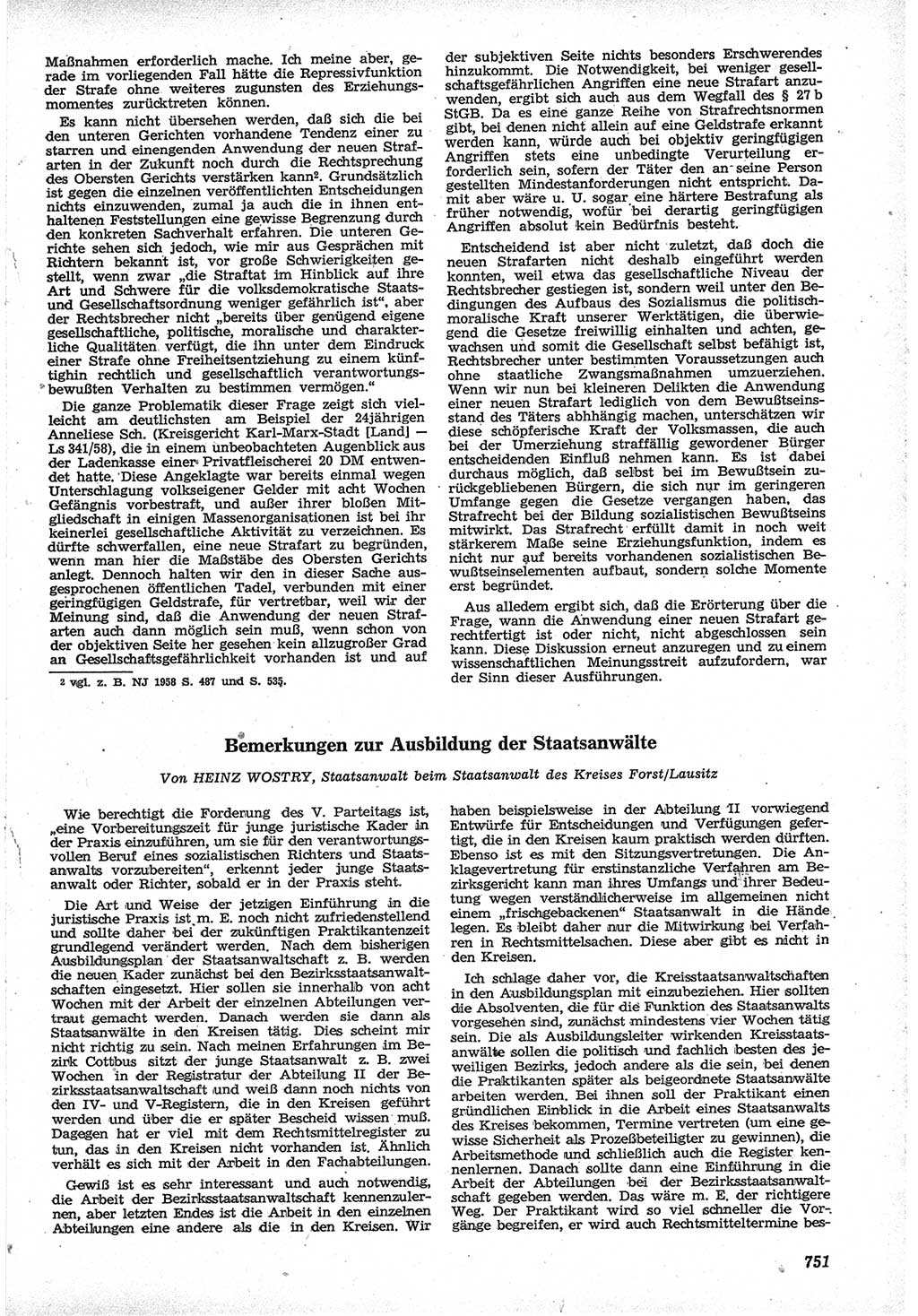 Neue Justiz (NJ), Zeitschrift für Recht und Rechtswissenschaft [Deutsche Demokratische Republik (DDR)], 12. Jahrgang 1958, Seite 751 (NJ DDR 1958, S. 751)