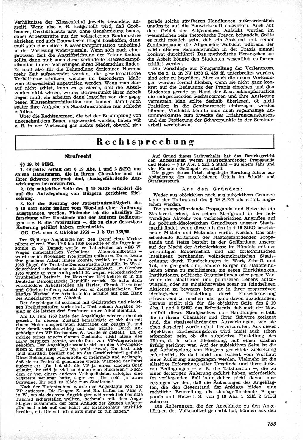 Neue Justiz (NJ), Zeitschrift für Recht und Rechtswissenschaft [Deutsche Demokratische Republik (DDR)], 12. Jahrgang 1958, Seite 753 (NJ DDR 1958, S. 753)
