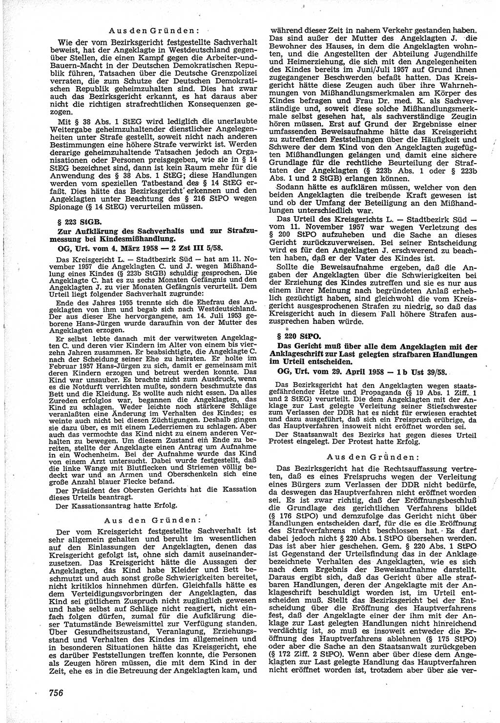 Neue Justiz (NJ), Zeitschrift für Recht und Rechtswissenschaft [Deutsche Demokratische Republik (DDR)], 12. Jahrgang 1958, Seite 756 (NJ DDR 1958, S. 756)