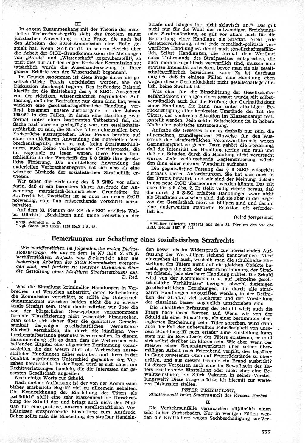 Neue Justiz (NJ), Zeitschrift für Recht und Rechtswissenschaft [Deutsche Demokratische Republik (DDR)], 12. Jahrgang 1958, Seite 777 (NJ DDR 1958, S. 777)