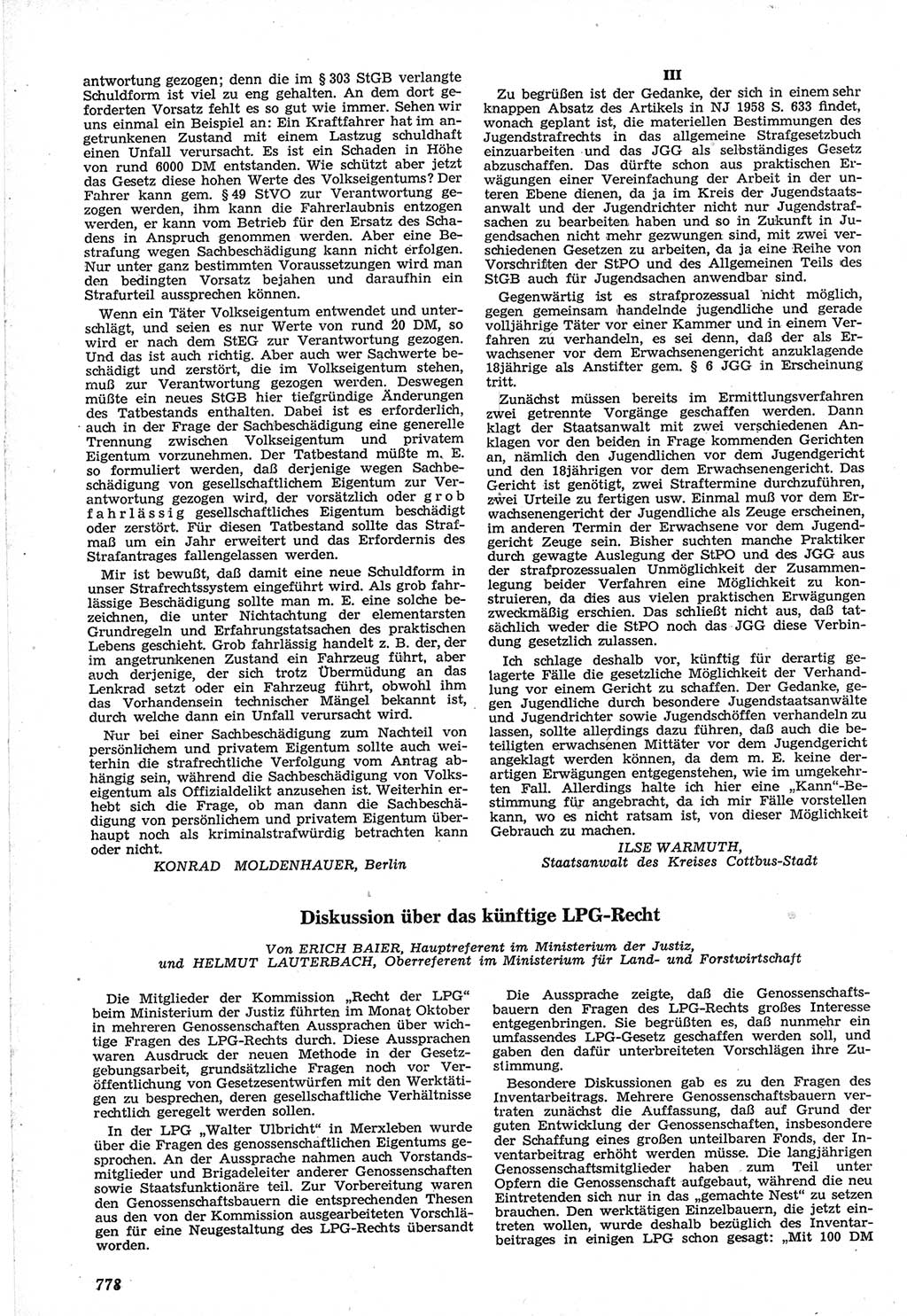 Neue Justiz (NJ), Zeitschrift für Recht und Rechtswissenschaft [Deutsche Demokratische Republik (DDR)], 12. Jahrgang 1958, Seite 778 (NJ DDR 1958, S. 778)