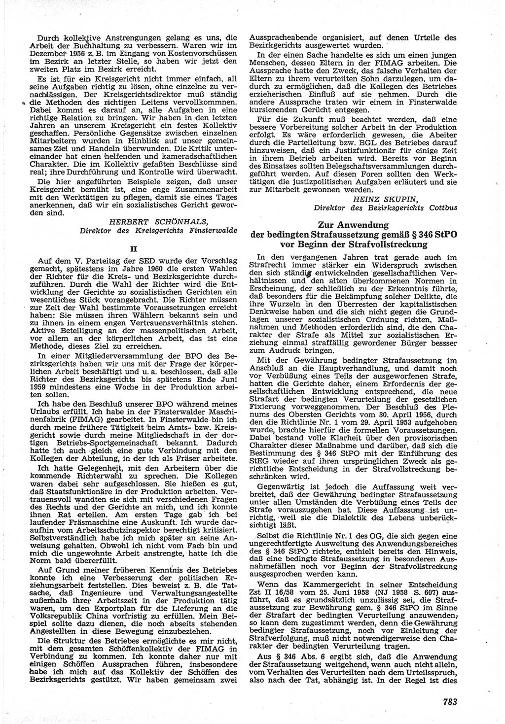 Neue Justiz (NJ), Zeitschrift für Recht und Rechtswissenschaft [Deutsche Demokratische Republik (DDR)], 12. Jahrgang 1958, Seite 783 (NJ DDR 1958, S. 783)