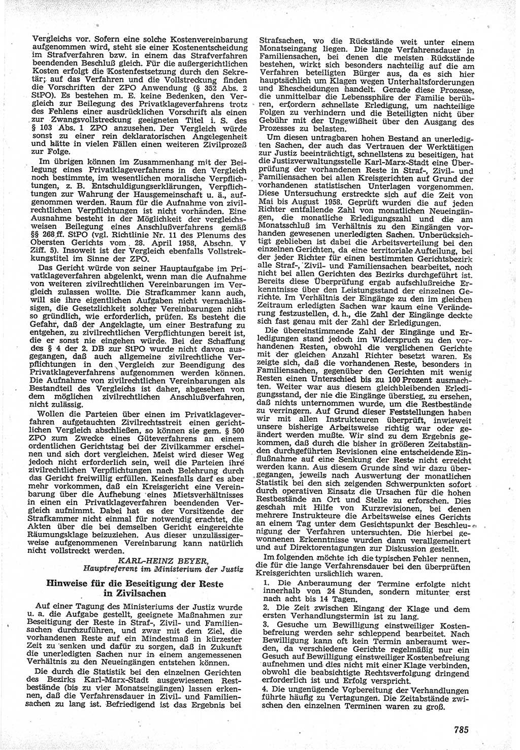 Neue Justiz (NJ), Zeitschrift für Recht und Rechtswissenschaft [Deutsche Demokratische Republik (DDR)], 12. Jahrgang 1958, Seite 785 (NJ DDR 1958, S. 785)