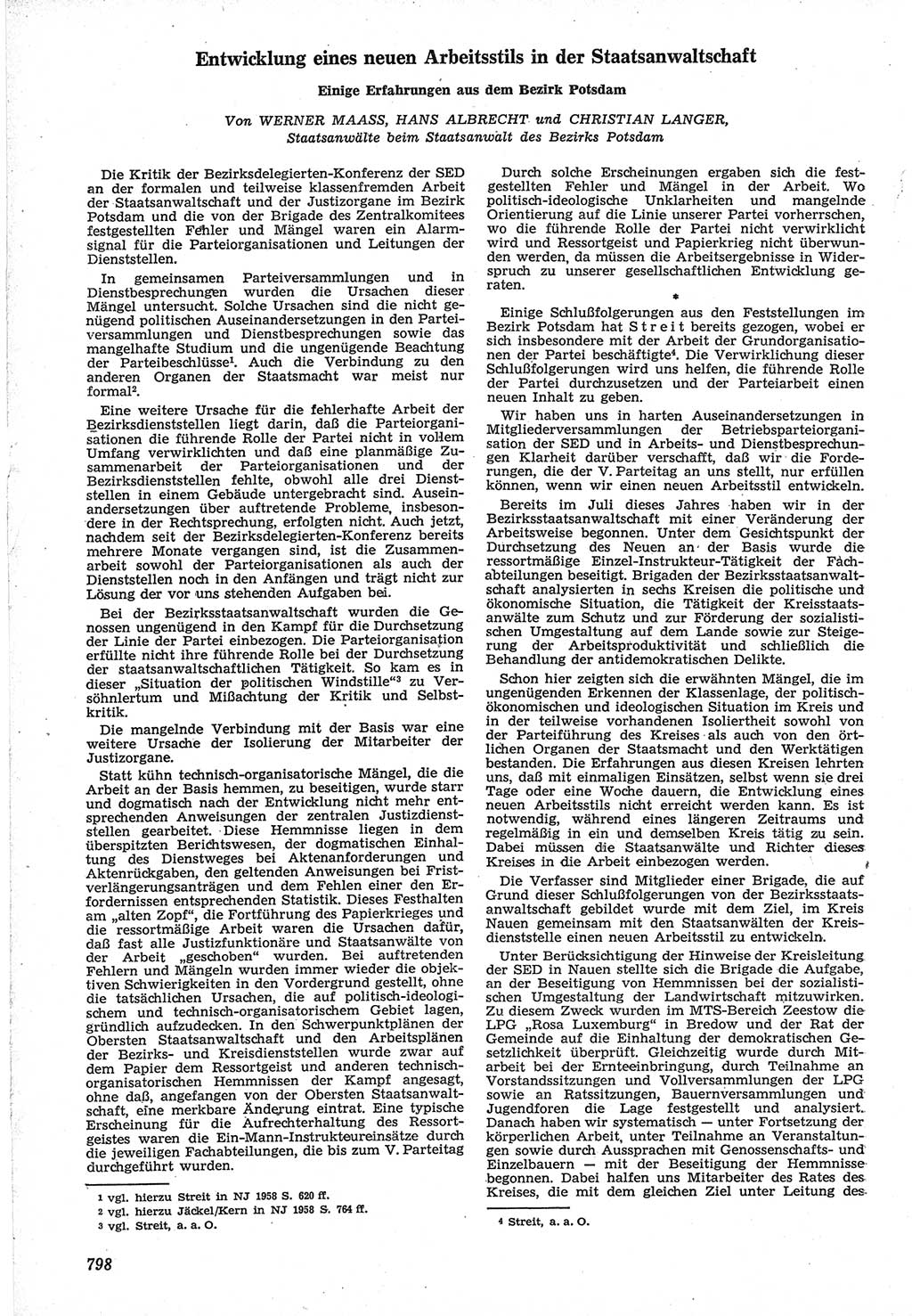 Neue Justiz (NJ), Zeitschrift für Recht und Rechtswissenschaft [Deutsche Demokratische Republik (DDR)], 12. Jahrgang 1958, Seite 798 (NJ DDR 1958, S. 798)