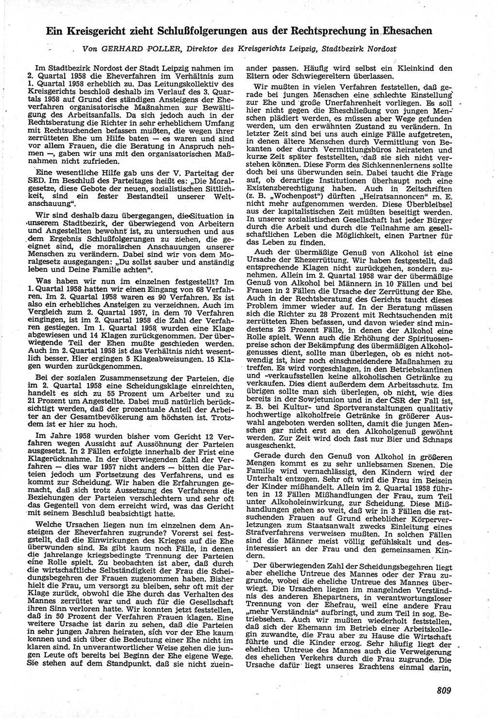 Neue Justiz (NJ), Zeitschrift für Recht und Rechtswissenschaft [Deutsche Demokratische Republik (DDR)], 12. Jahrgang 1958, Seite 809 (NJ DDR 1958, S. 809)
