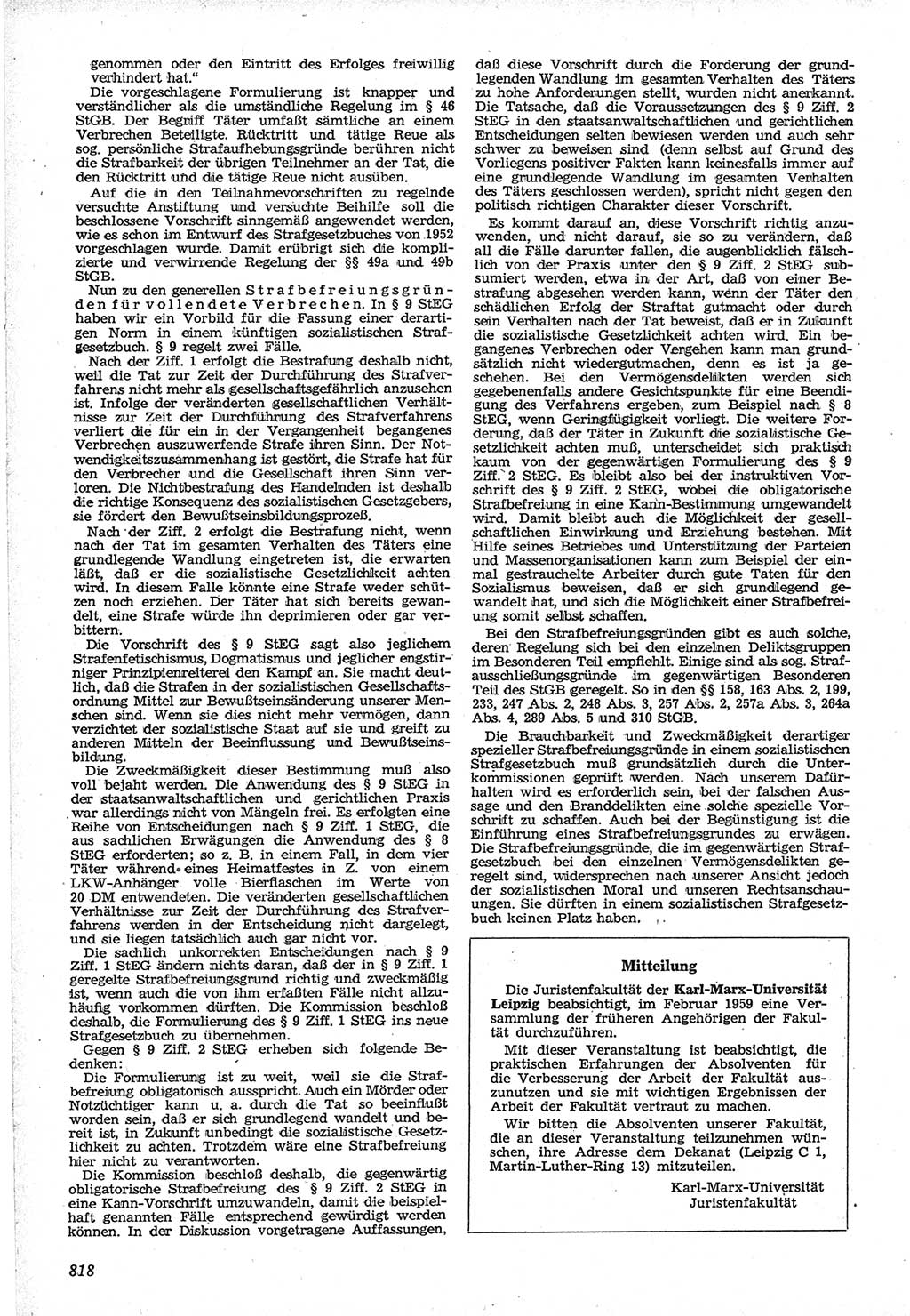 Neue Justiz (NJ), Zeitschrift für Recht und Rechtswissenschaft [Deutsche Demokratische Republik (DDR)], 12. Jahrgang 1958, Seite 818 (NJ DDR 1958, S. 818)