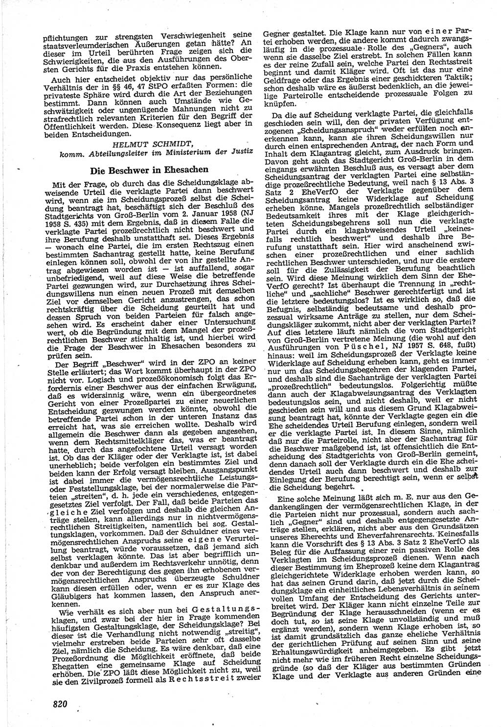 Neue Justiz (NJ), Zeitschrift für Recht und Rechtswissenschaft [Deutsche Demokratische Republik (DDR)], 12. Jahrgang 1958, Seite 820 (NJ DDR 1958, S. 820)