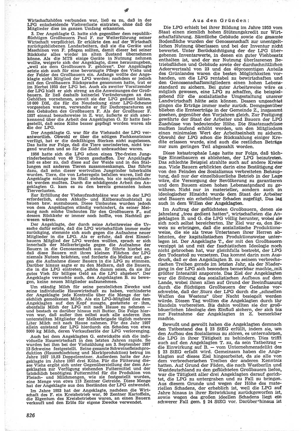 Neue Justiz (NJ), Zeitschrift für Recht und Rechtswissenschaft [Deutsche Demokratische Republik (DDR)], 12. Jahrgang 1958, Seite 826 (NJ DDR 1958, S. 826)
