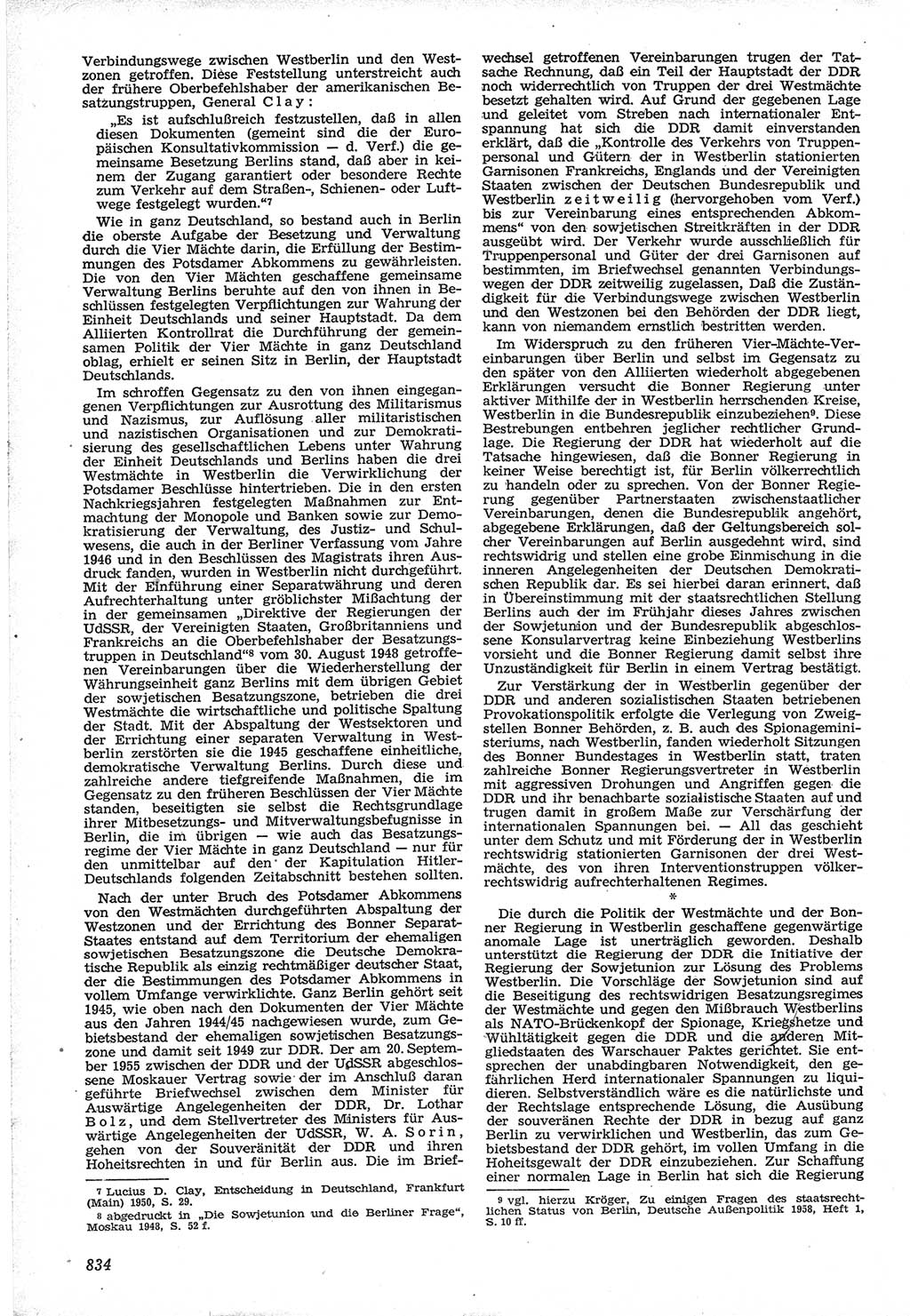 Neue Justiz (NJ), Zeitschrift für Recht und Rechtswissenschaft [Deutsche Demokratische Republik (DDR)], 12. Jahrgang 1958, Seite 834 (NJ DDR 1958, S. 834)