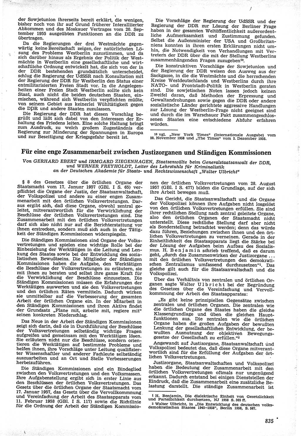 Neue Justiz (NJ), Zeitschrift für Recht und Rechtswissenschaft [Deutsche Demokratische Republik (DDR)], 12. Jahrgang 1958, Seite 835 (NJ DDR 1958, S. 835)