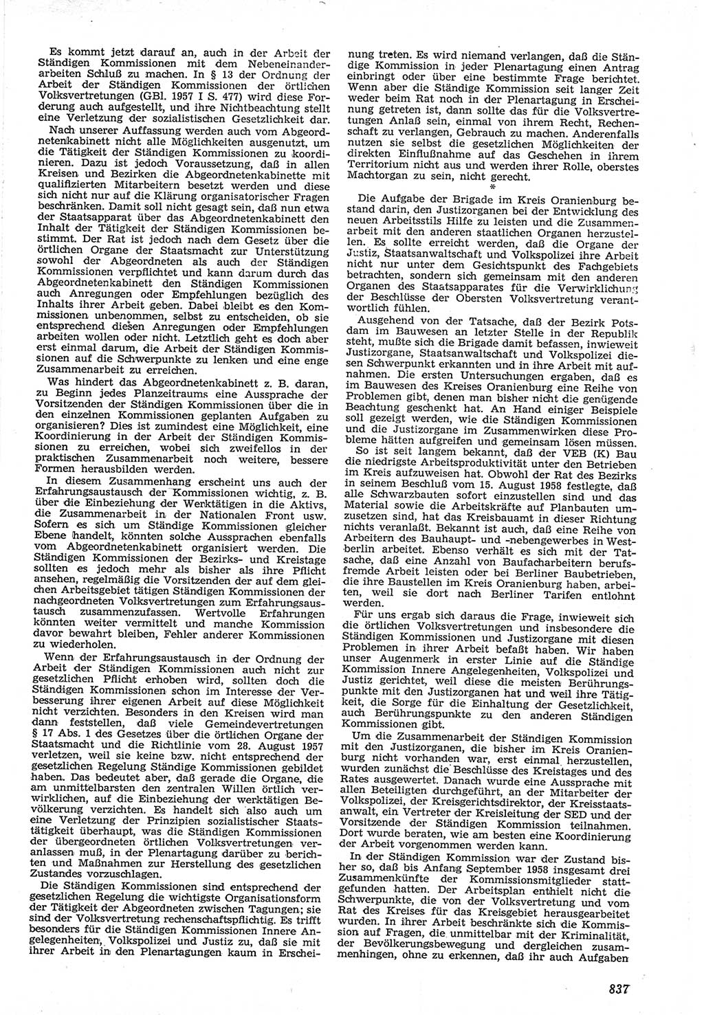 Neue Justiz (NJ), Zeitschrift für Recht und Rechtswissenschaft [Deutsche Demokratische Republik (DDR)], 12. Jahrgang 1958, Seite 837 (NJ DDR 1958, S. 837)
