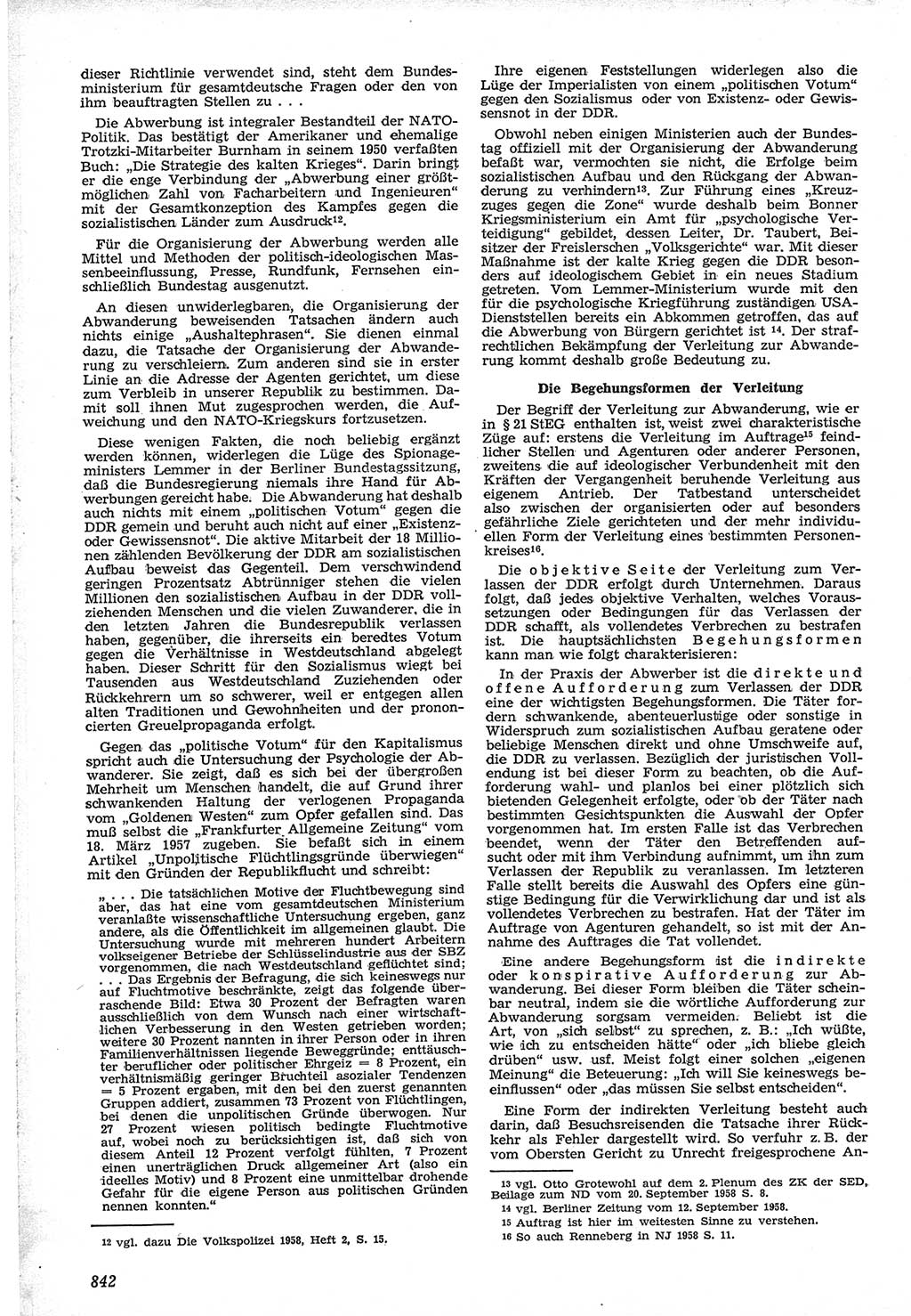 Neue Justiz (NJ), Zeitschrift für Recht und Rechtswissenschaft [Deutsche Demokratische Republik (DDR)], 12. Jahrgang 1958, Seite 842 (NJ DDR 1958, S. 842)