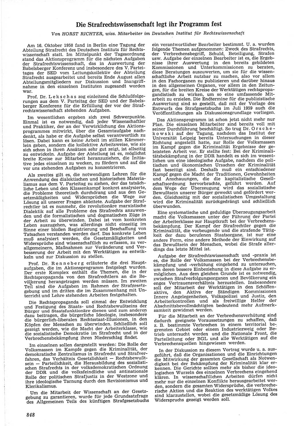 Neue Justiz (NJ), Zeitschrift für Recht und Rechtswissenschaft [Deutsche Demokratische Republik (DDR)], 12. Jahrgang 1958, Seite 848 (NJ DDR 1958, S. 848)