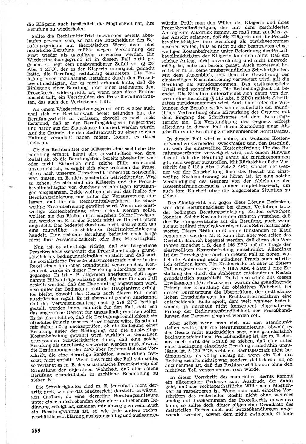 Neue Justiz (NJ), Zeitschrift für Recht und Rechtswissenschaft [Deutsche Demokratische Republik (DDR)], 12. Jahrgang 1958, Seite 856 (NJ DDR 1958, S. 856)