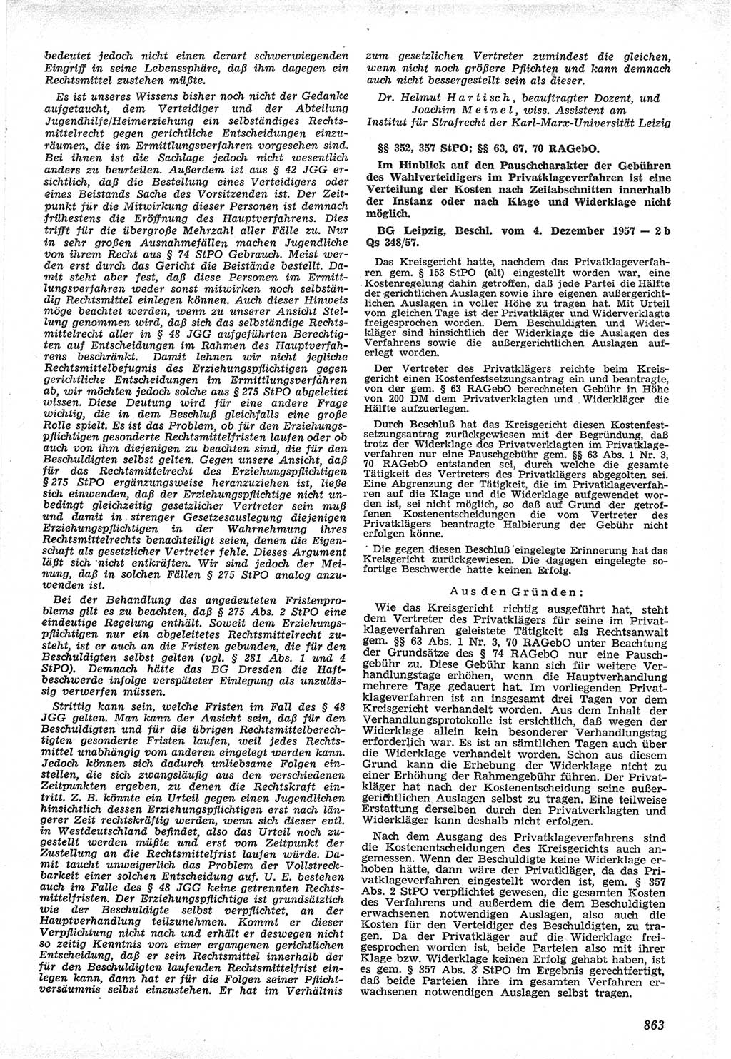 Neue Justiz (NJ), Zeitschrift für Recht und Rechtswissenschaft [Deutsche Demokratische Republik (DDR)], 12. Jahrgang 1958, Seite 863 (NJ DDR 1958, S. 863)