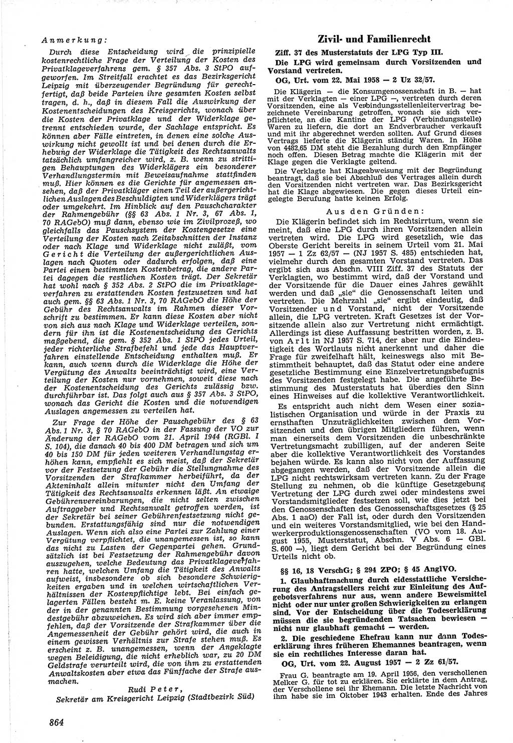 Neue Justiz (NJ), Zeitschrift für Recht und Rechtswissenschaft [Deutsche Demokratische Republik (DDR)], 12. Jahrgang 1958, Seite 864 (NJ DDR 1958, S. 864)