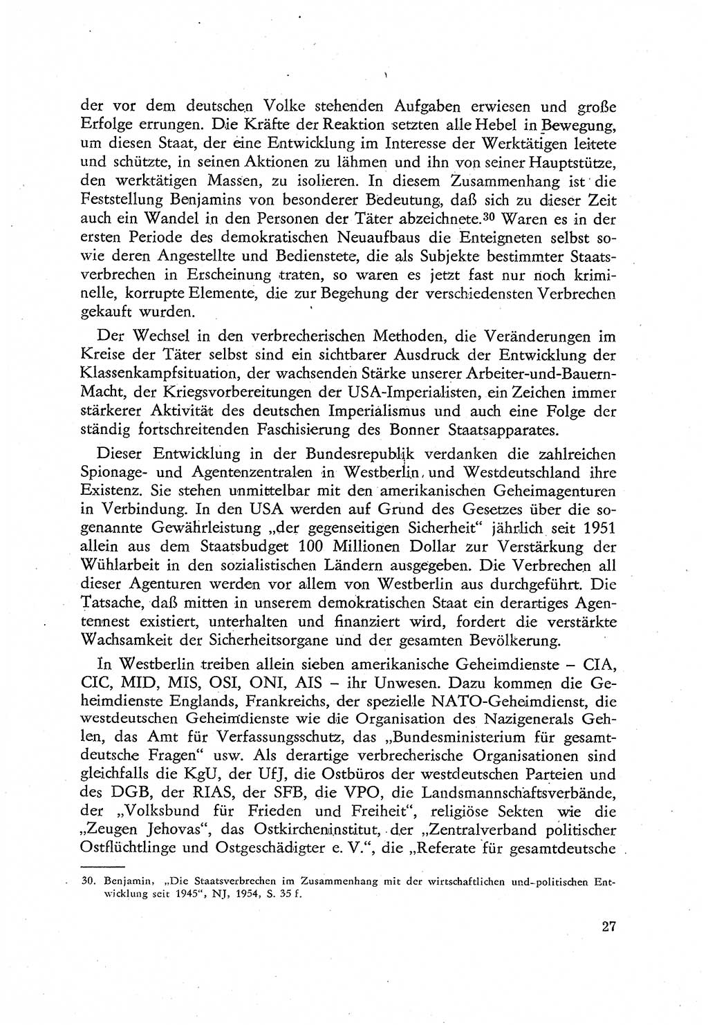 Beiträge zum Strafrecht [Deutsche Demokratische Republik (DDR)], Staatsverbrechen 1959, Seite 27 (Beitr. Strafr. DDR St.-Verbr. 1959, S. 27)