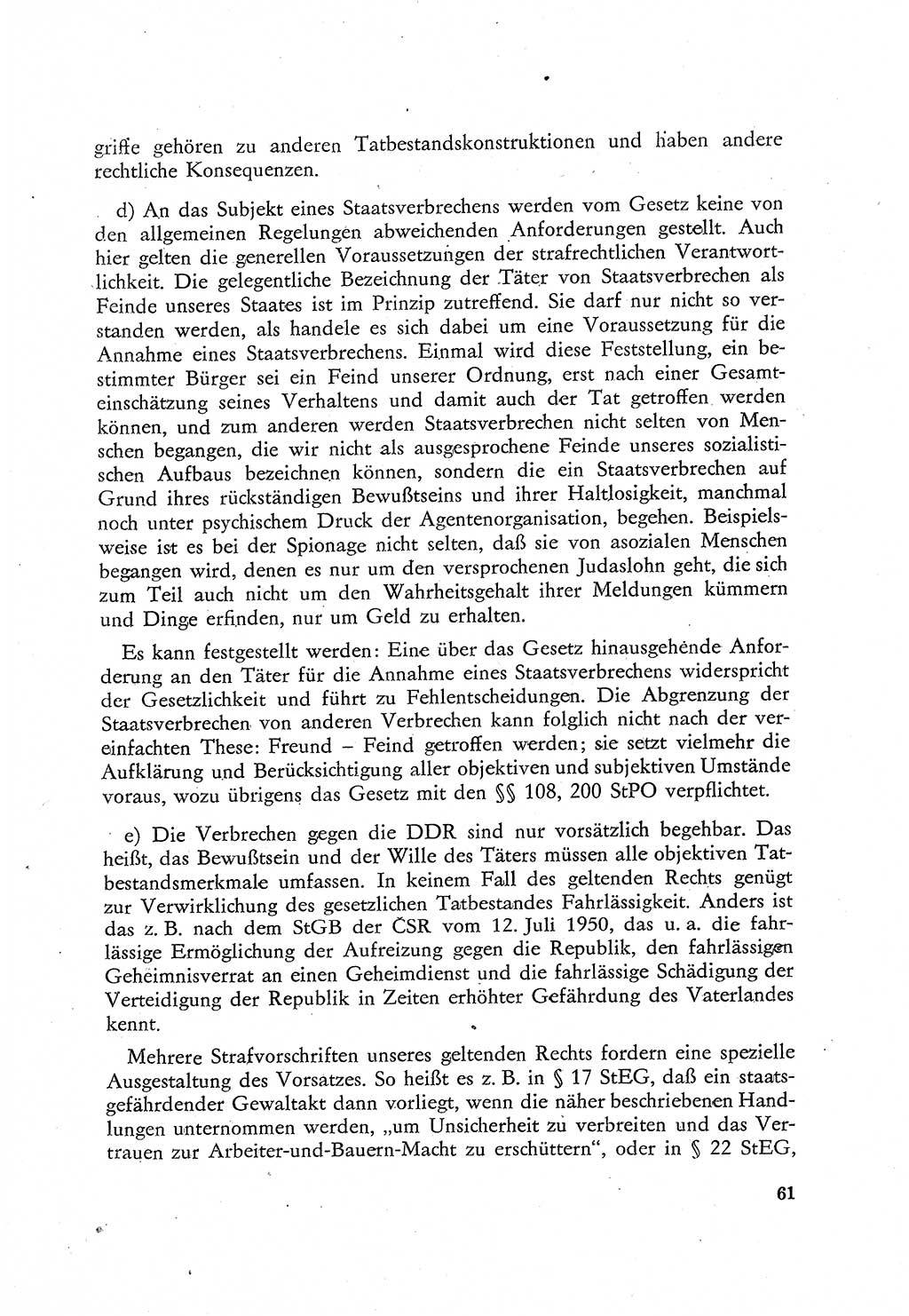 Beiträge zum Strafrecht [Deutsche Demokratische Republik (DDR)], Staatsverbrechen 1959, Seite 61 (Beitr. Strafr. DDR St.-Verbr. 1959, S. 61)