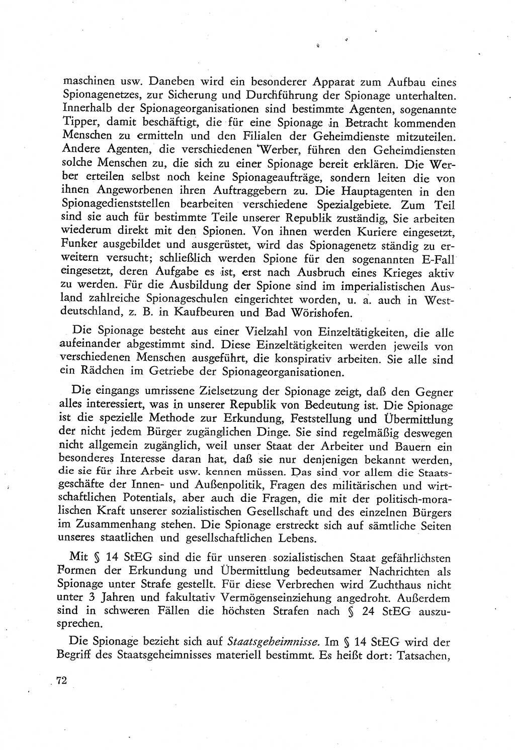 Beiträge zum Strafrecht [Deutsche Demokratische Republik (DDR)], Staatsverbrechen 1959, Seite 72 (Beitr. Strafr. DDR St.-Verbr. 1959, S. 72)