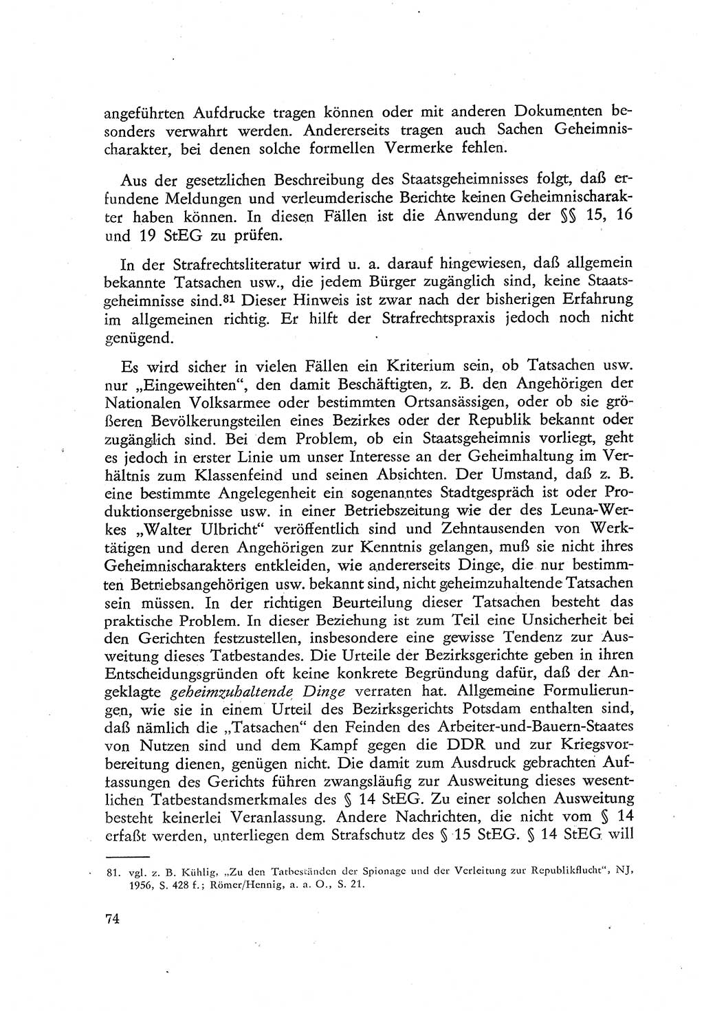 Beiträge zum Strafrecht [Deutsche Demokratische Republik (DDR)], Staatsverbrechen 1959, Seite 74 (Beitr. Strafr. DDR St.-Verbr. 1959, S. 74)