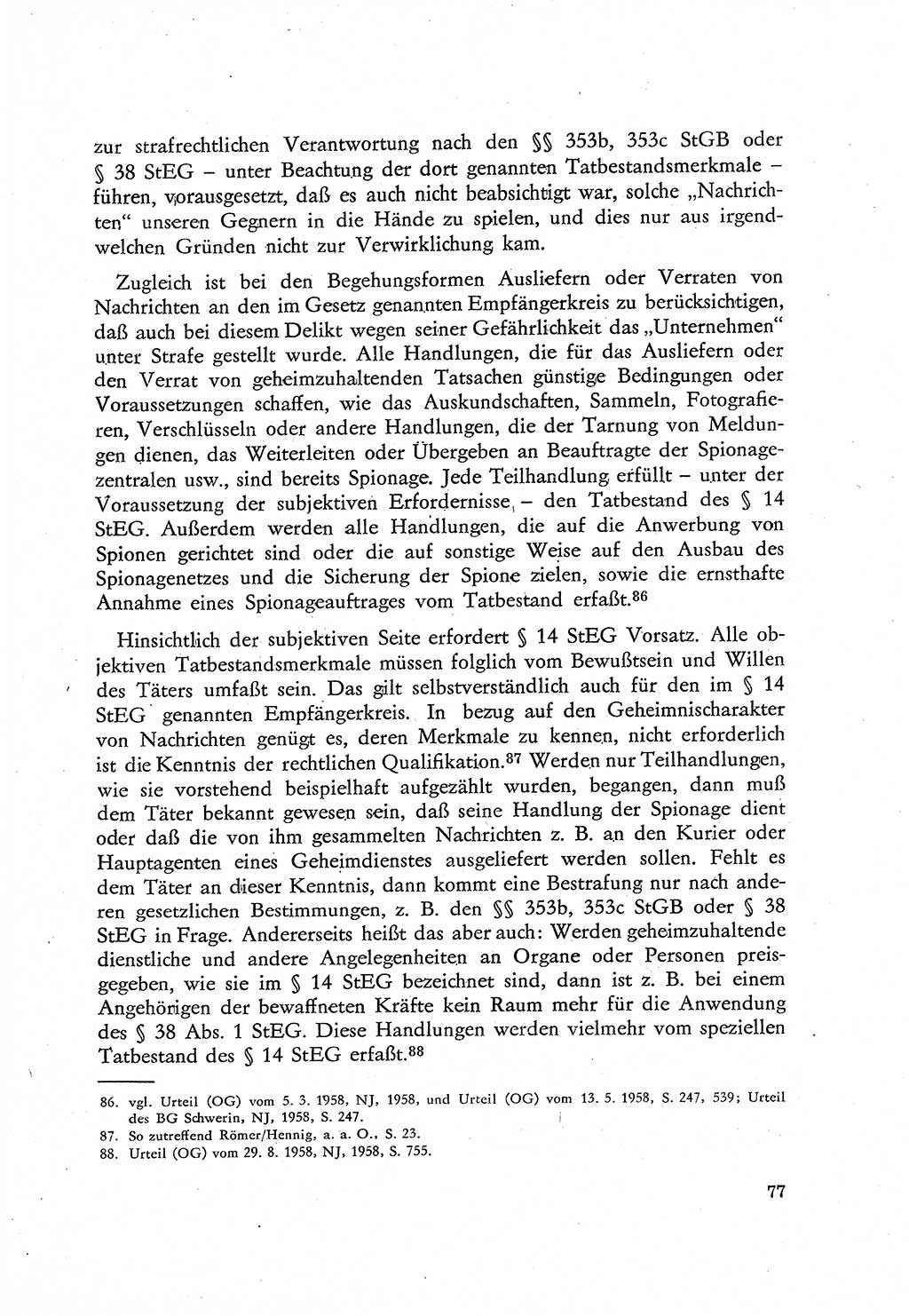 Beiträge zum Strafrecht [Deutsche Demokratische Republik (DDR)], Staatsverbrechen 1959, Seite 77 (Beitr. Strafr. DDR St.-Verbr. 1959, S. 77)