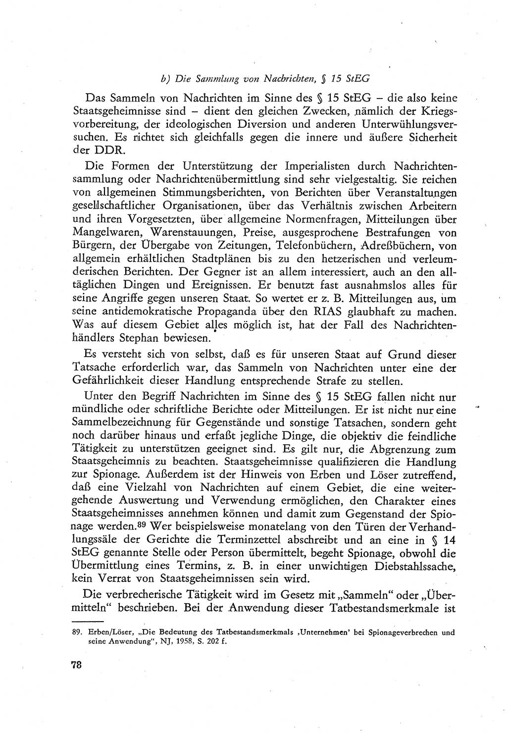 Beiträge zum Strafrecht [Deutsche Demokratische Republik (DDR)], Staatsverbrechen 1959, Seite 78 (Beitr. Strafr. DDR St.-Verbr. 1959, S. 78)
