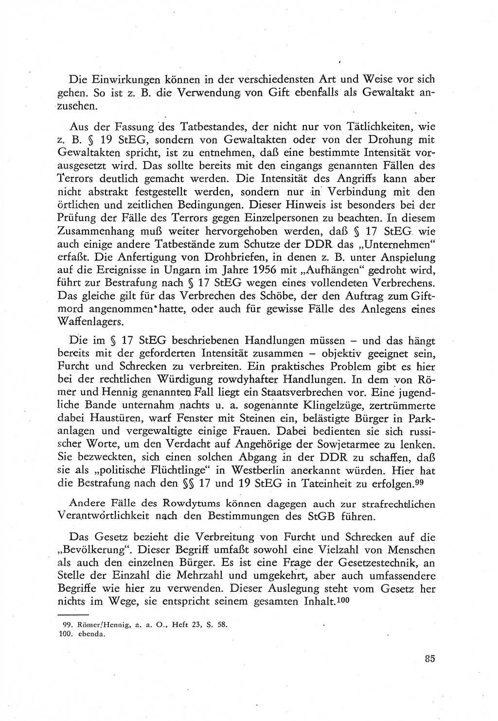 Beiträge zum Strafrecht [Deutsche Demokratische Republik (DDR)], Staatsverbrechen 1959, Seite 85 (Beitr. Strafr. DDR St.-Verbr. 1959, S. 85)
