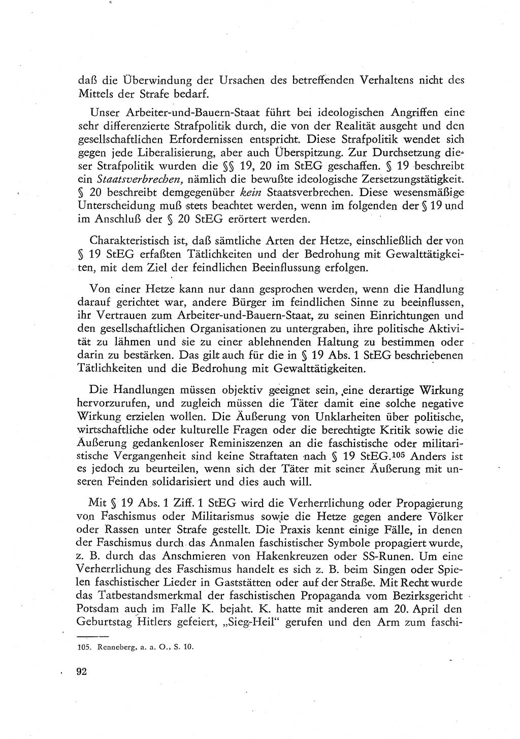 Beiträge zum Strafrecht [Deutsche Demokratische Republik (DDR)], Staatsverbrechen 1959, Seite 92 (Beitr. Strafr. DDR St.-Verbr. 1959, S. 92)
