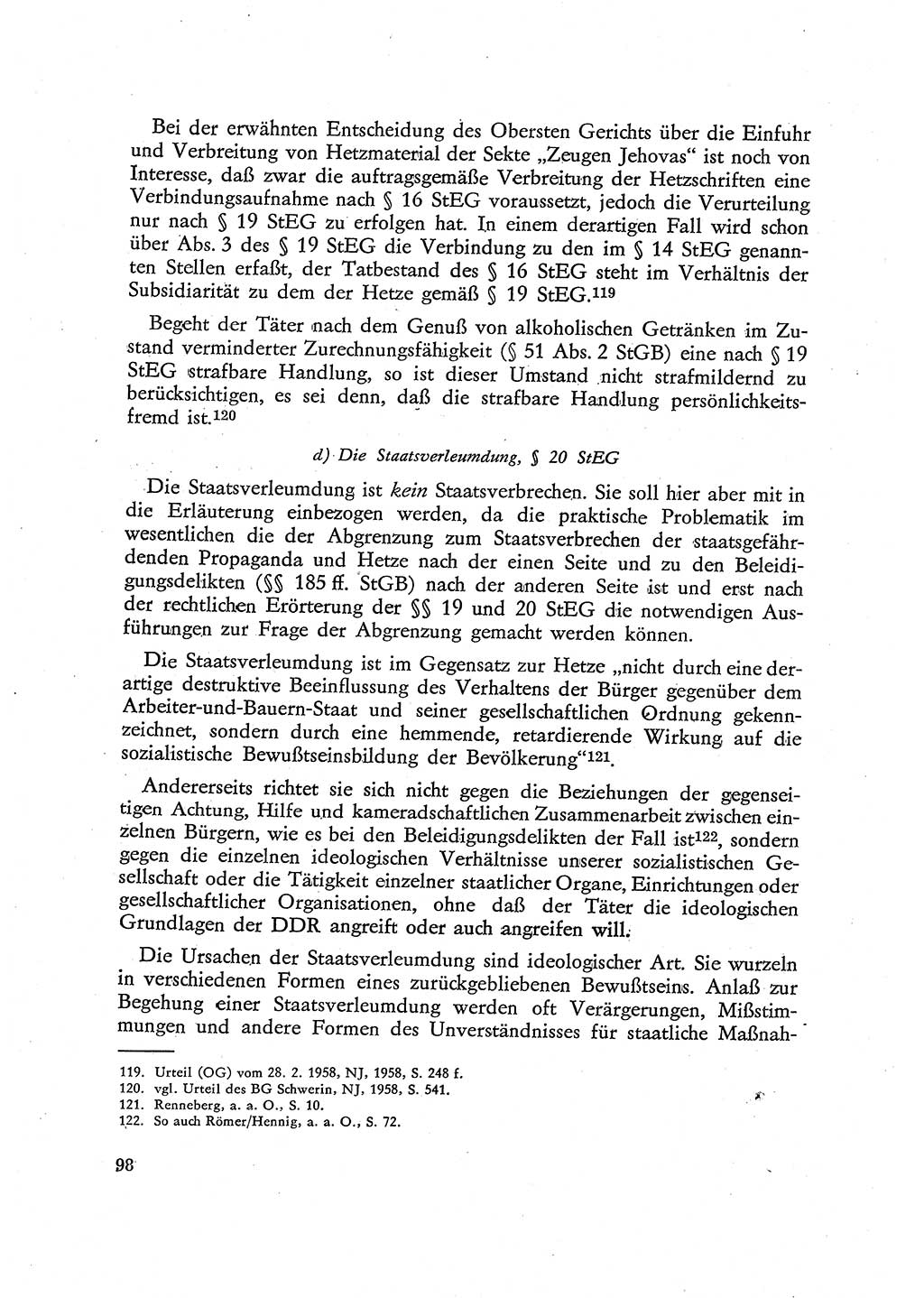 Beiträge zum Strafrecht [Deutsche Demokratische Republik (DDR)], Staatsverbrechen 1959, Seite 98 (Beitr. Strafr. DDR St.-Verbr. 1959, S. 98)