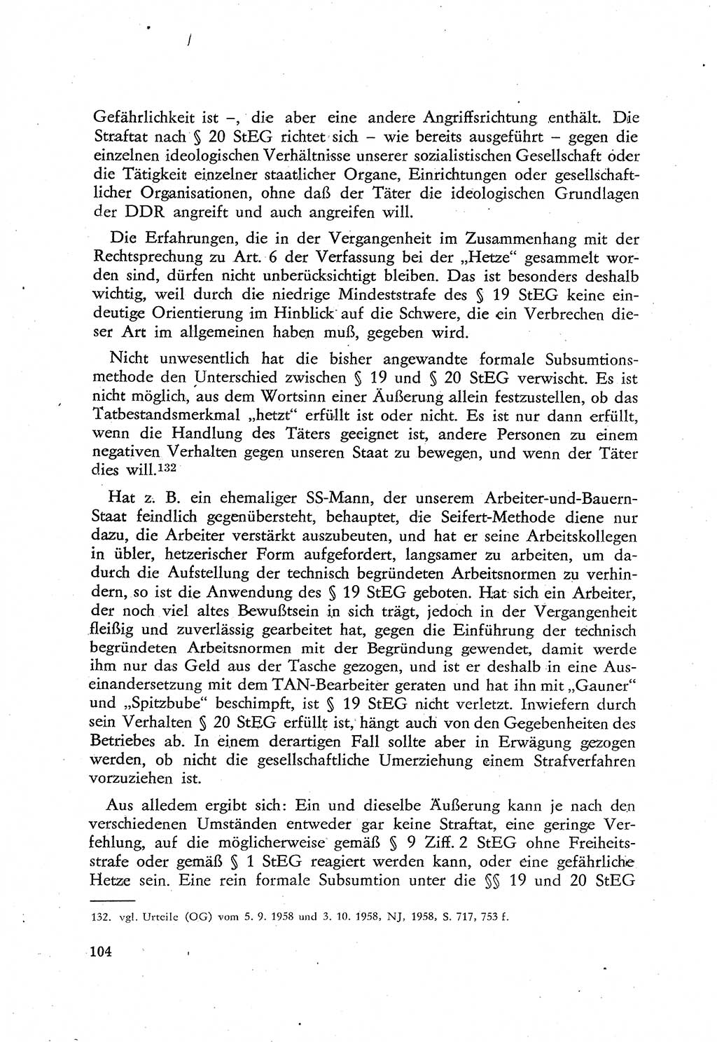 Beiträge zum Strafrecht [Deutsche Demokratische Republik (DDR)], Staatsverbrechen 1959, Seite 104 (Beitr. Strafr. DDR St.-Verbr. 1959, S. 104)