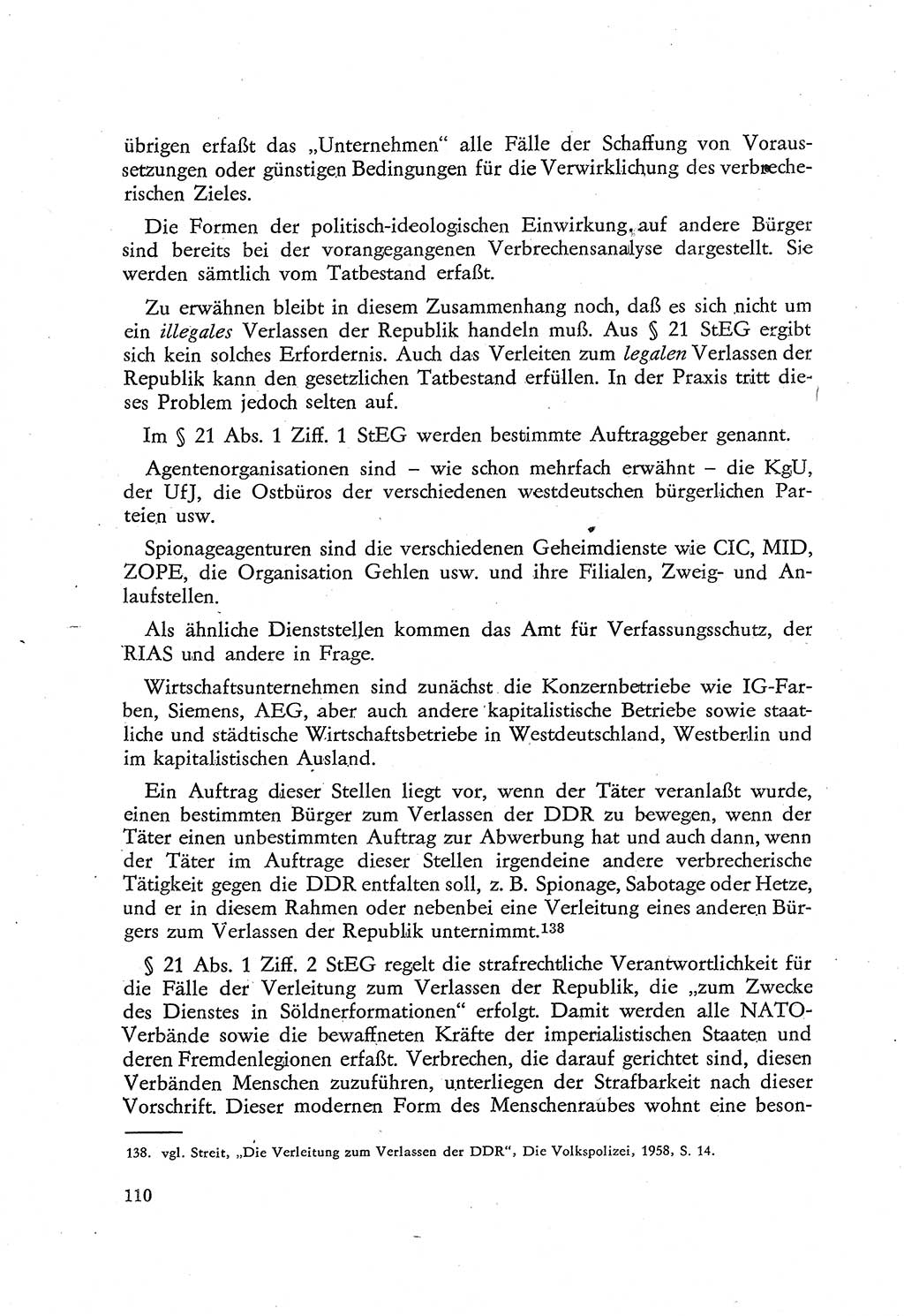 Beiträge zum Strafrecht [Deutsche Demokratische Republik (DDR)], Staatsverbrechen 1959, Seite 110 (Beitr. Strafr. DDR St.-Verbr. 1959, S. 110)