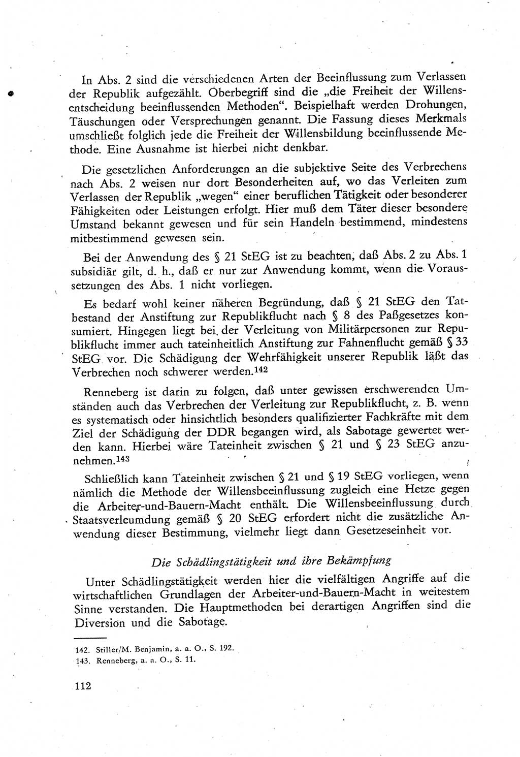 Beiträge zum Strafrecht [Deutsche Demokratische Republik (DDR)], Staatsverbrechen 1959, Seite 112 (Beitr. Strafr. DDR St.-Verbr. 1959, S. 112)