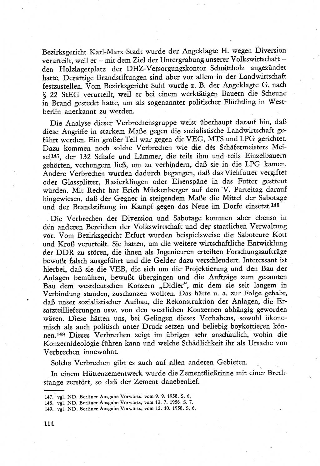 Beiträge zum Strafrecht [Deutsche Demokratische Republik (DDR)], Staatsverbrechen 1959, Seite 114 (Beitr. Strafr. DDR St.-Verbr. 1959, S. 114)