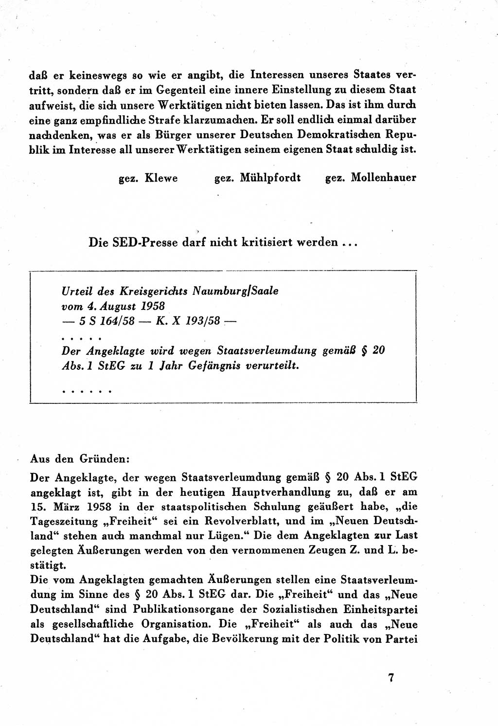 Dokumente des Unrechts, das SED-Regime [Deutsche Demokratische Republik (DDR)] in der Praxis, Bundesministerium für gesamtdeutsche Fragen (BMG) [Bundesrepublik Deutschland (BRD)] 1959, Seite 7 (Dok. UnR. SED-Reg. DDR BMG BRD 1959, S. 7)