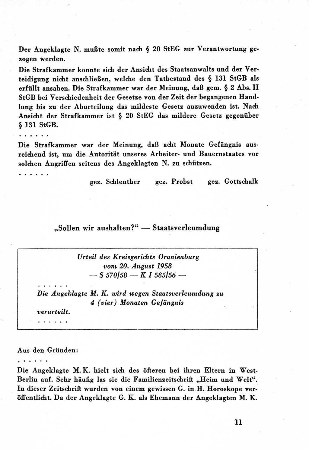 Dokumente des Unrechts, das SED-Regime [Deutsche Demokratische Republik (DDR)] in der Praxis, Bundesministerium für gesamtdeutsche Fragen (BMG) [Bundesrepublik Deutschland (BRD)] 1959, Seite 11 (Dok. UnR. SED-Reg. DDR BMG BRD 1959, S. 11)