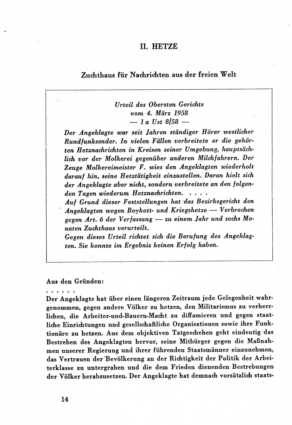 Dokumente des Unrechts, das SED-Regime [Deutsche Demokratische Republik (DDR)] in der Praxis, Bundesministerium für gesamtdeutsche Fragen (BMG) [Bundesrepublik Deutschland (BRD)] 1959, Seite 14 (Dok. UnR. SED-Reg. DDR BMG BRD 1959, S. 14)