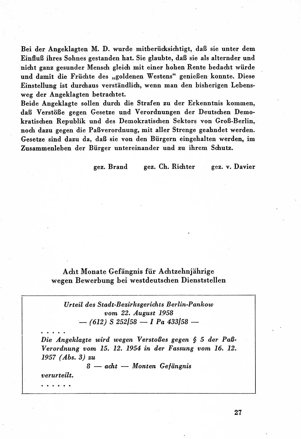 Dokumente des Unrechts, das SED-Regime [Deutsche Demokratische Republik (DDR)] in der Praxis, Bundesministerium für gesamtdeutsche Fragen (BMG) [Bundesrepublik Deutschland (BRD)] 1959, Seite 27 (Dok. UnR. SED-Reg. DDR BMG BRD 1959, S. 27)