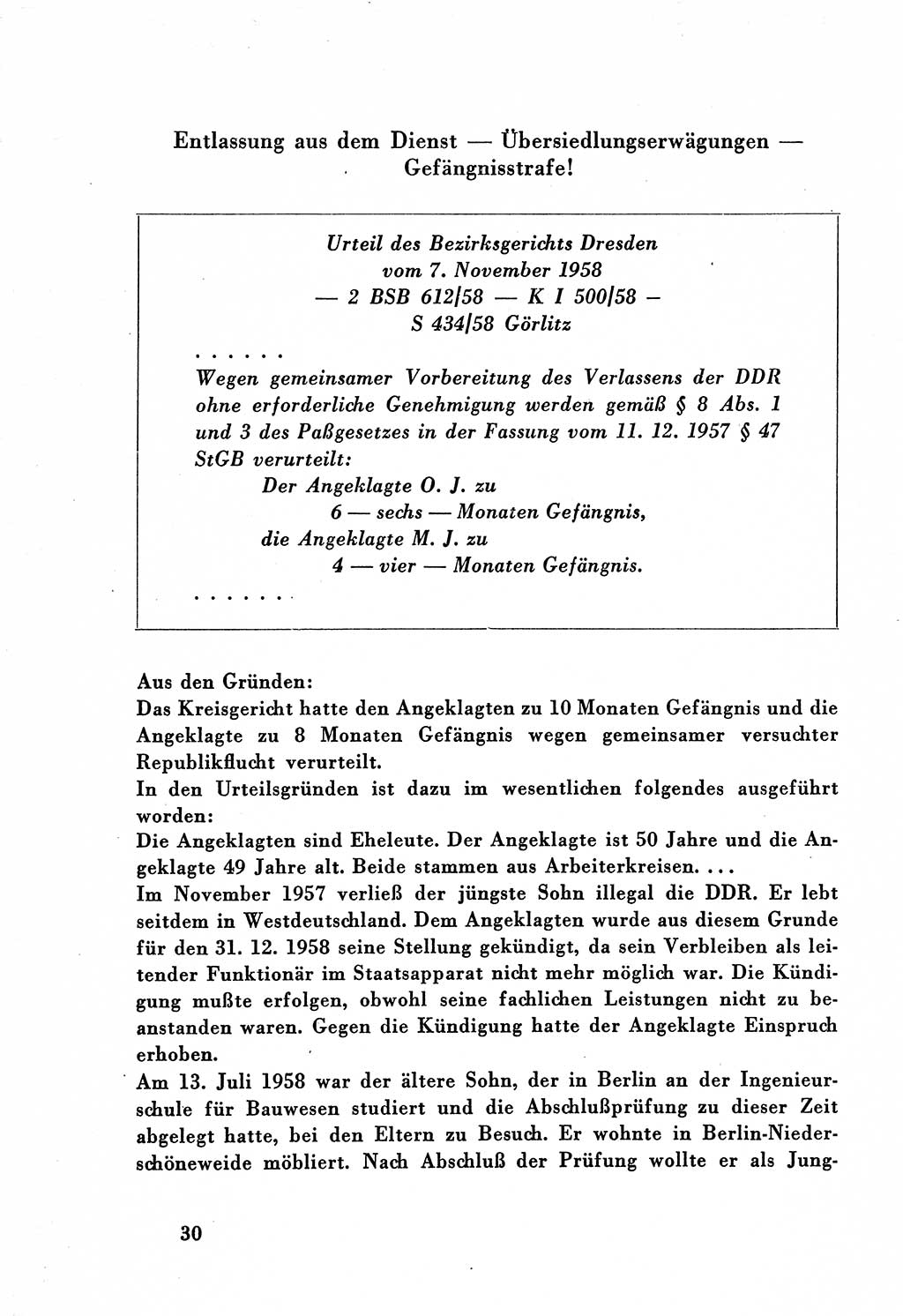 Dokumente des Unrechts, das SED-Regime [Deutsche Demokratische Republik (DDR)] in der Praxis, Bundesministerium für gesamtdeutsche Fragen (BMG) [Bundesrepublik Deutschland (BRD)] 1959, Seite 30 (Dok. UnR. SED-Reg. DDR BMG BRD 1959, S. 30)