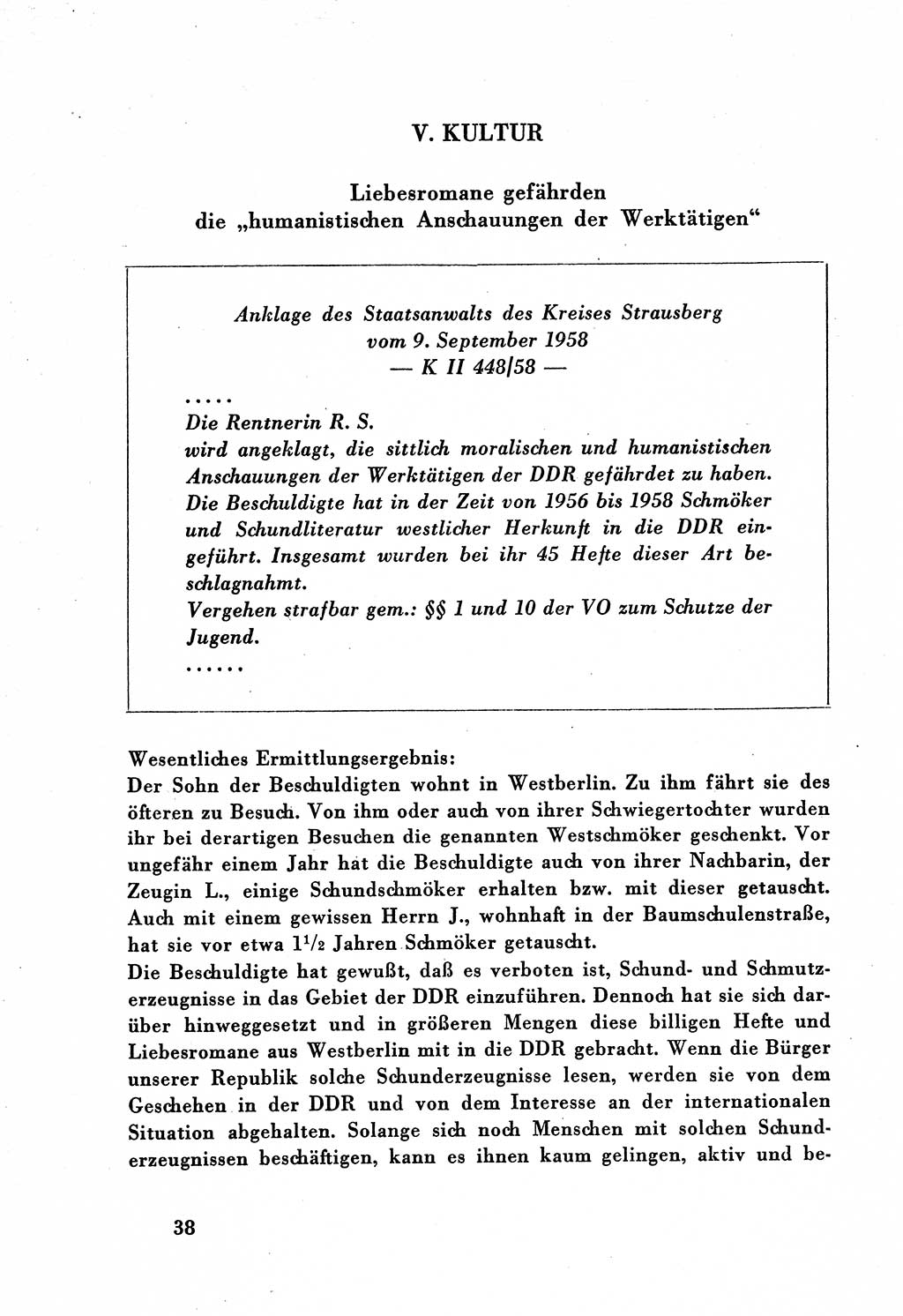 Dokumente des Unrechts, das SED-Regime [Deutsche Demokratische Republik (DDR)] in der Praxis, Bundesministerium für gesamtdeutsche Fragen (BMG) [Bundesrepublik Deutschland (BRD)] 1959, Seite 38 (Dok. UnR. SED-Reg. DDR BMG BRD 1959, S. 38)