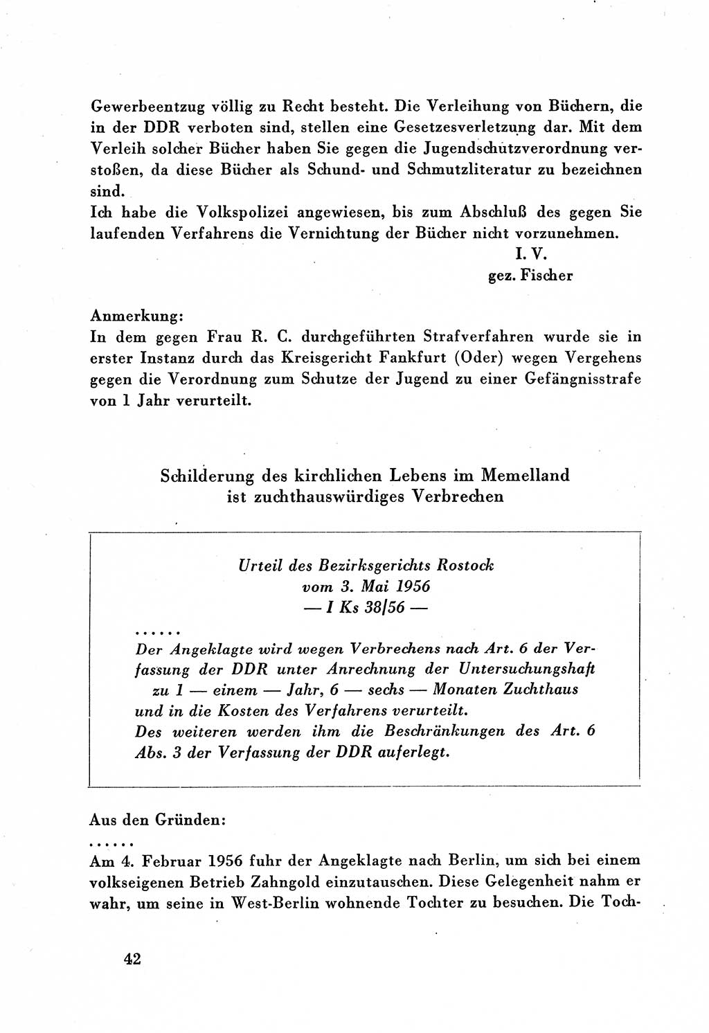 Dokumente des Unrechts, das SED-Regime [Deutsche Demokratische Republik (DDR)] in der Praxis, Bundesministerium für gesamtdeutsche Fragen (BMG) [Bundesrepublik Deutschland (BRD)] 1959, Seite 42 (Dok. UnR. SED-Reg. DDR BMG BRD 1959, S. 42)