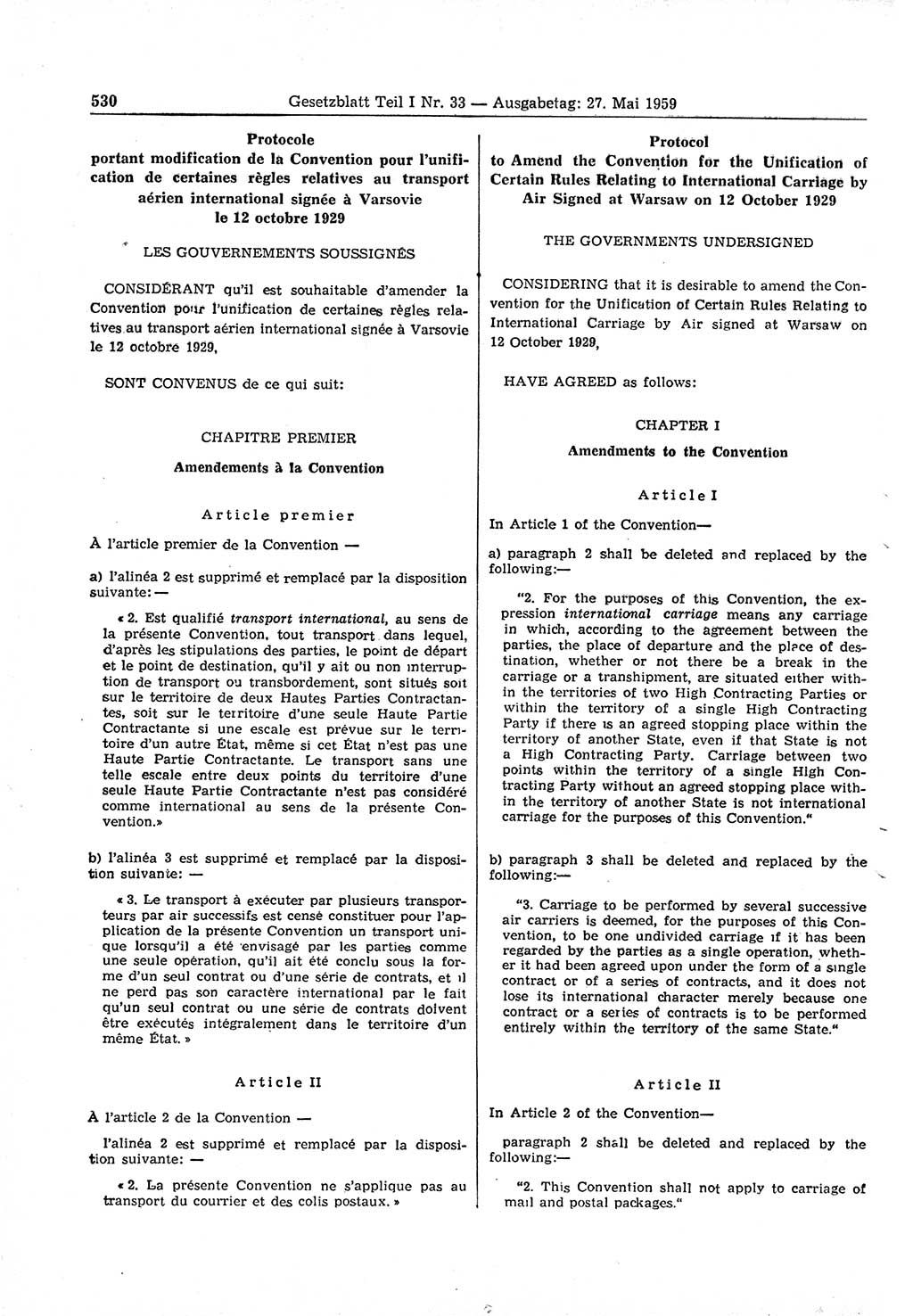 Gesetzblatt (GBl.) der Deutschen Demokratischen Republik (DDR) Teil Ⅰ 1959, Seite 530 (GBl. DDR Ⅰ 1959, S. 530)