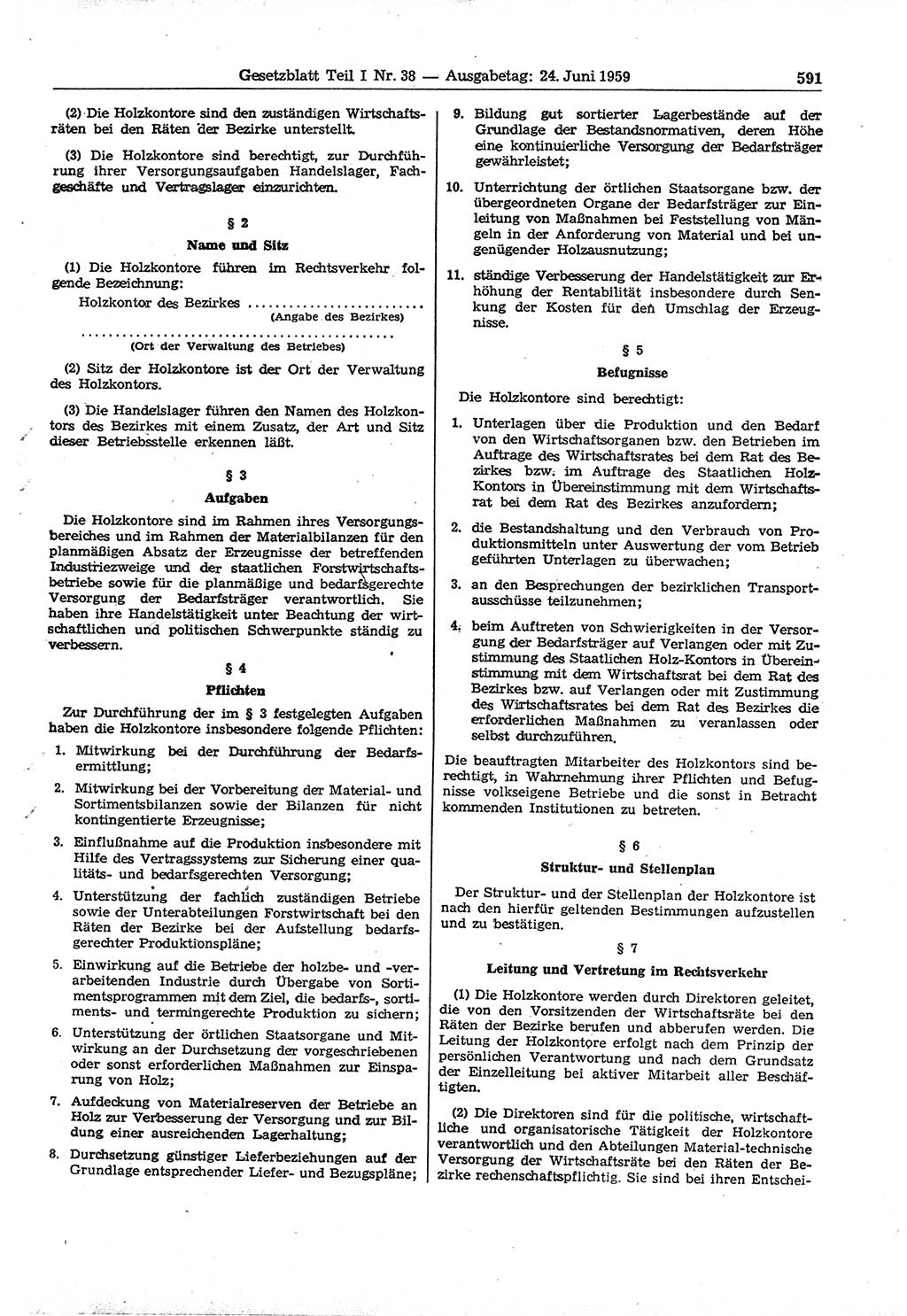 Gesetzblatt (GBl.) der Deutschen Demokratischen Republik (DDR) Teil Ⅰ 1959, Seite 591 (GBl. DDR Ⅰ 1959, S. 591)