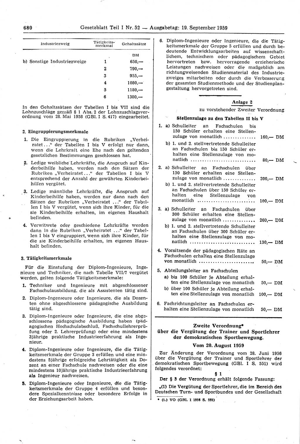 Gesetzblatt (GBl.) der Deutschen Demokratischen Republik (DDR) Teil Ⅰ 1959, Seite 680 (GBl. DDR Ⅰ 1959, S. 680)