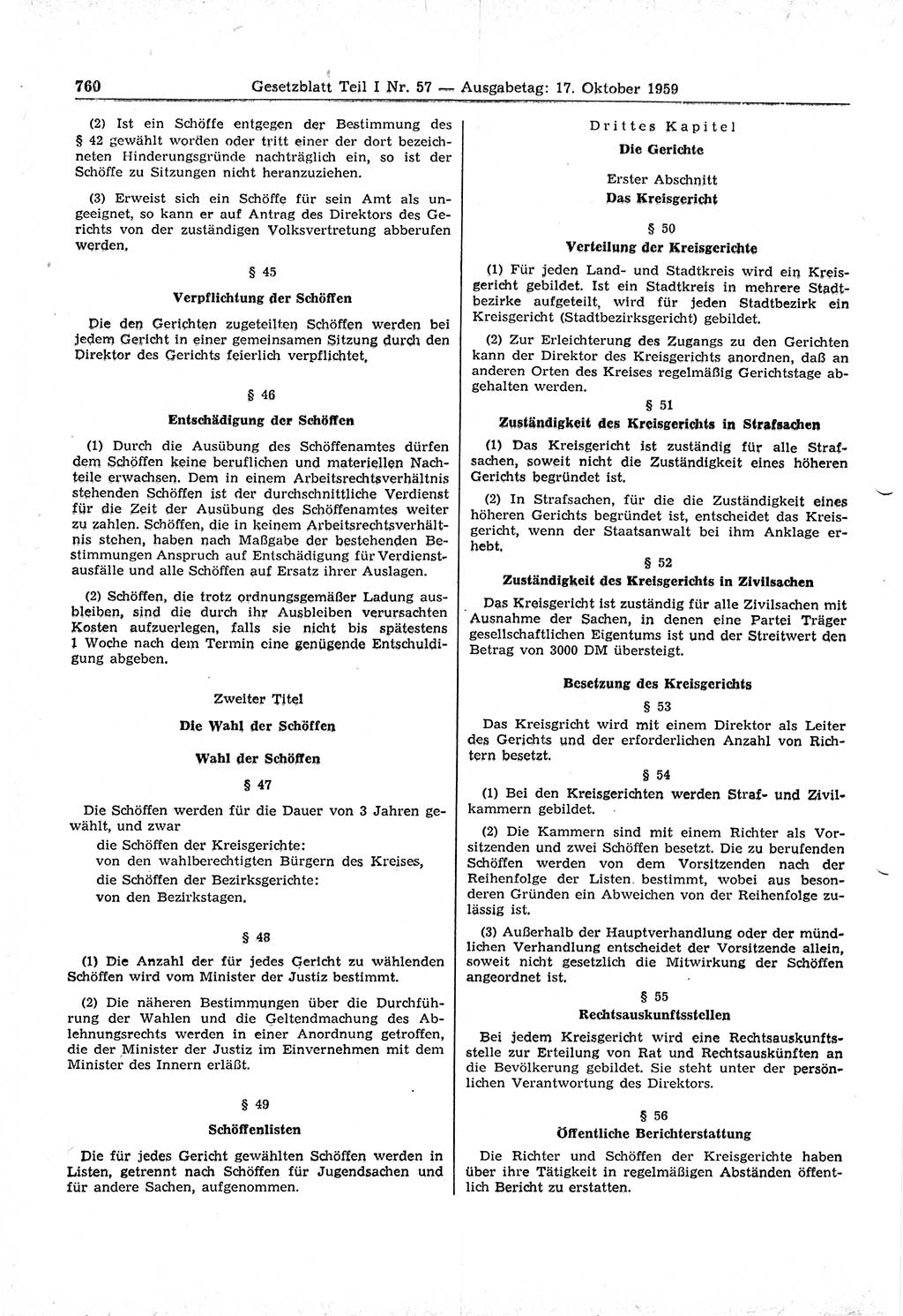 Gesetzblatt (GBl.) der Deutschen Demokratischen Republik (DDR) Teil Ⅰ 1959, Seite 760 (GBl. DDR Ⅰ 1959, S. 760)