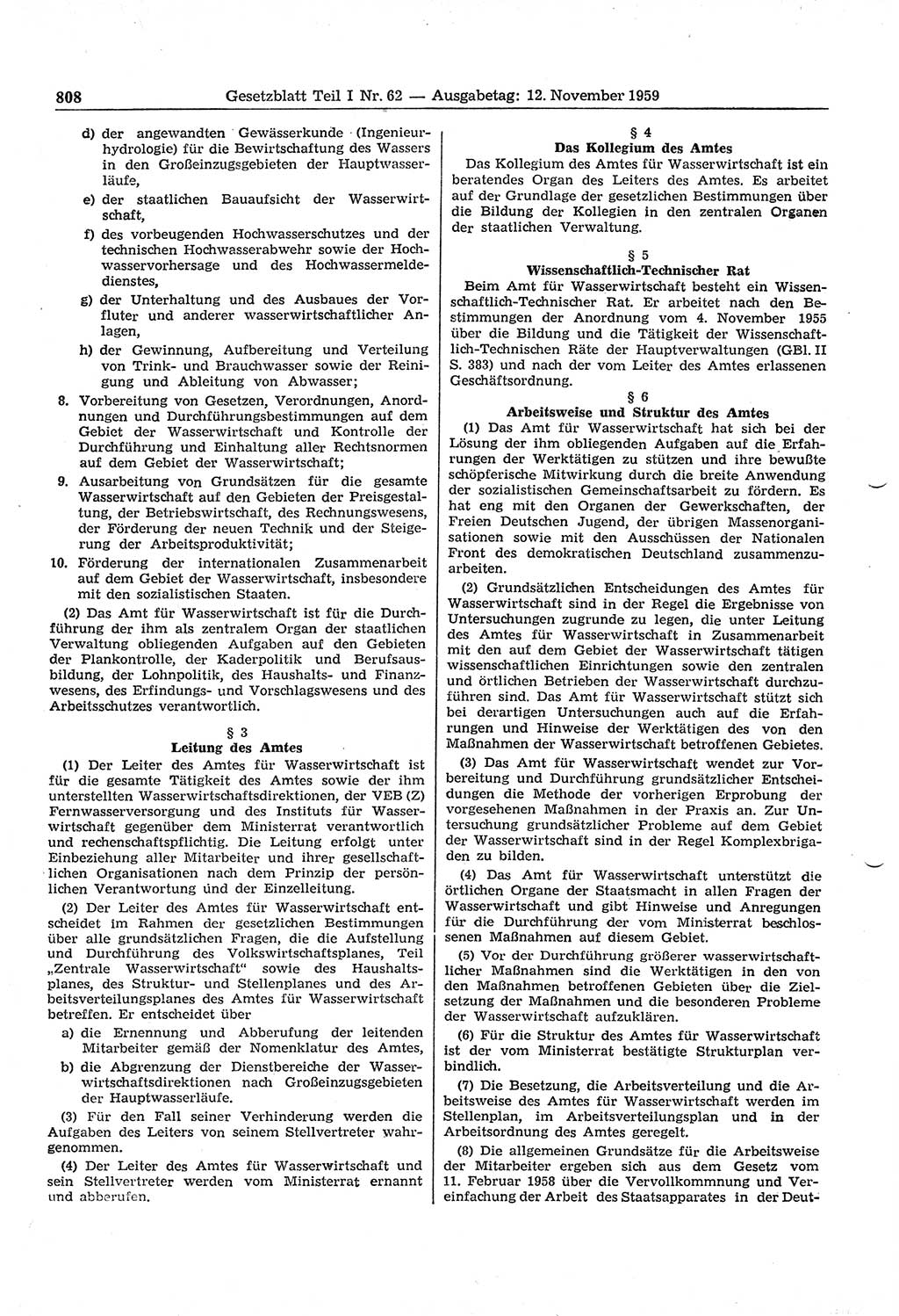 Gesetzblatt (GBl.) der Deutschen Demokratischen Republik (DDR) Teil Ⅰ 1959, Seite 808 (GBl. DDR Ⅰ 1959, S. 808)