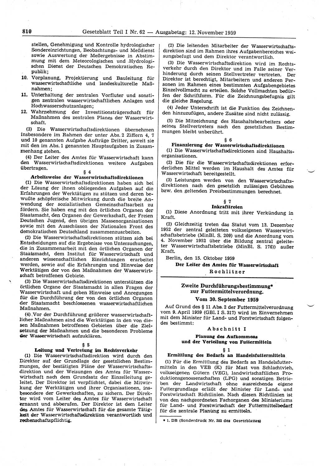 Gesetzblatt (GBl.) der Deutschen Demokratischen Republik (DDR) Teil Ⅰ 1959, Seite 810 (GBl. DDR Ⅰ 1959, S. 810)