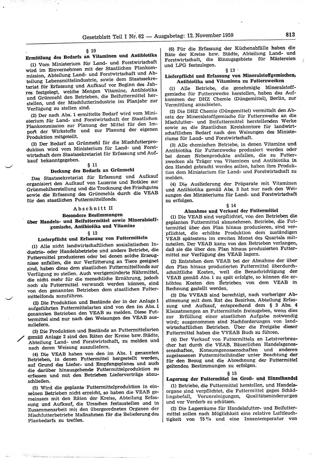Gesetzblatt (GBl.) der Deutschen Demokratischen Republik (DDR) Teil Ⅰ 1959, Seite 813 (GBl. DDR Ⅰ 1959, S. 813)