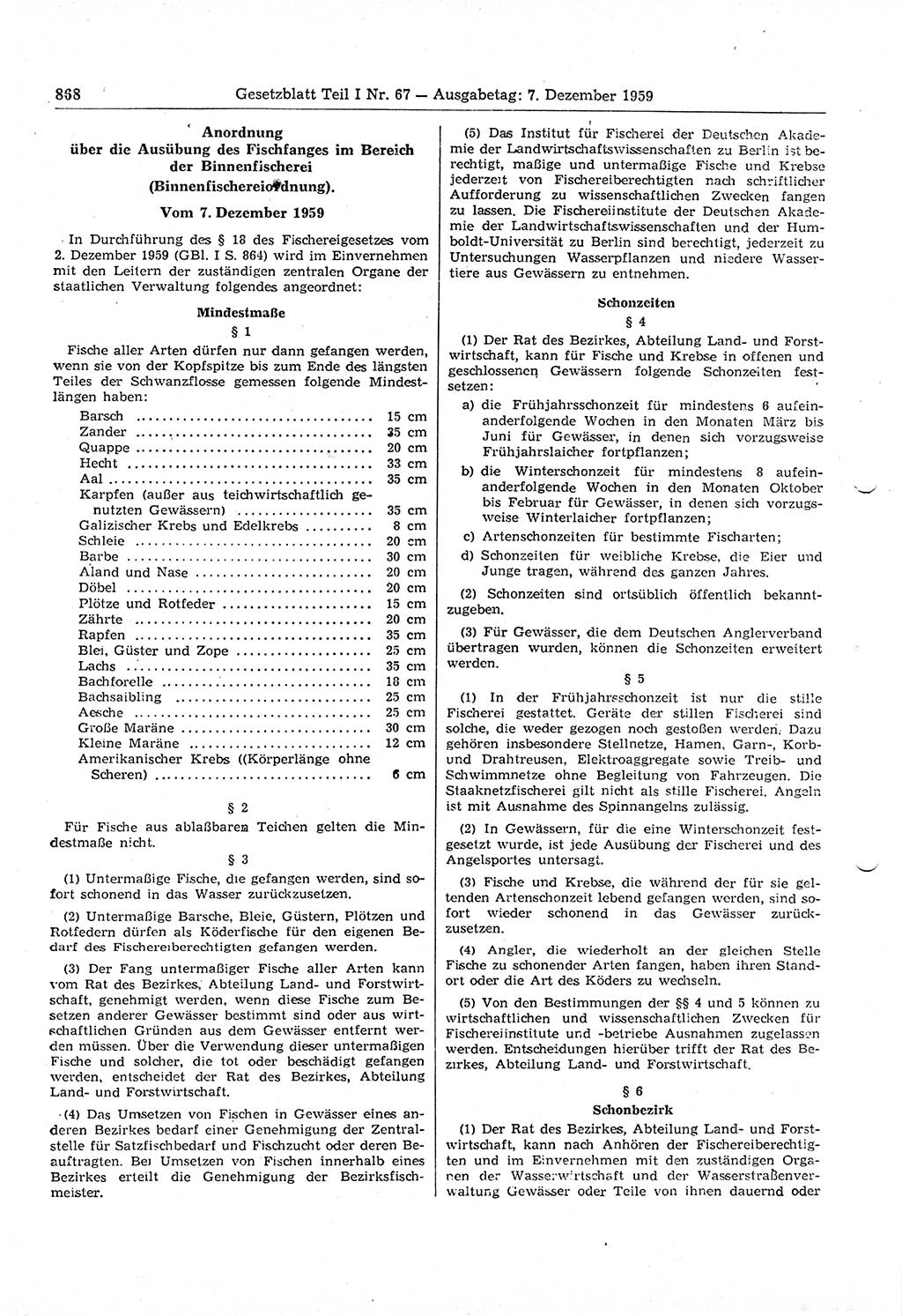 Gesetzblatt (GBl.) der Deutschen Demokratischen Republik (DDR) Teil Ⅰ 1959, Seite 868 (GBl. DDR Ⅰ 1959, S. 868)